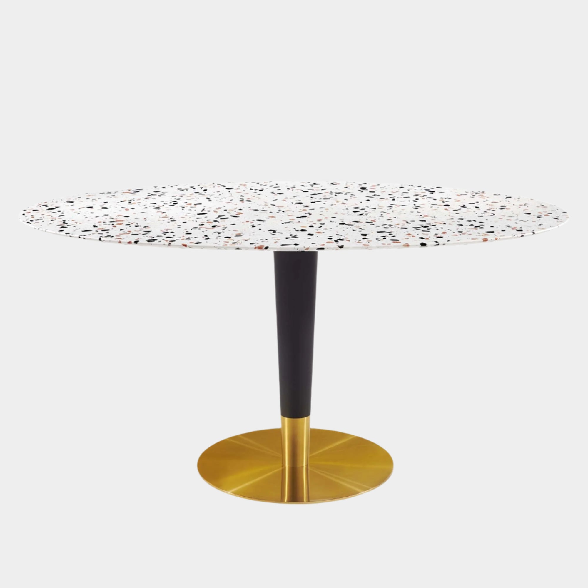 Zinque 60" Oval Terrazzo Dining Table in Gold White