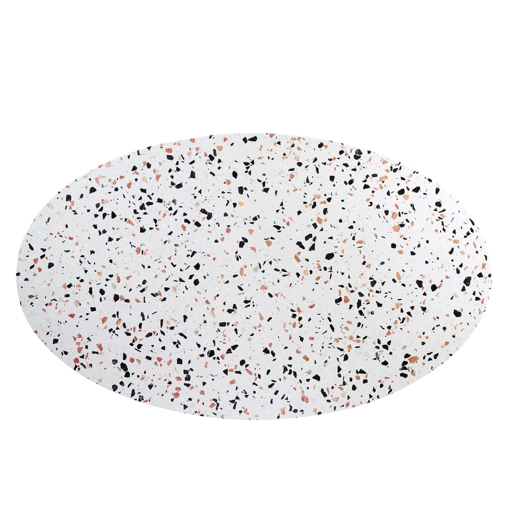 Table à manger ovale en terrazzo Zinque de 60 po en blanc doré