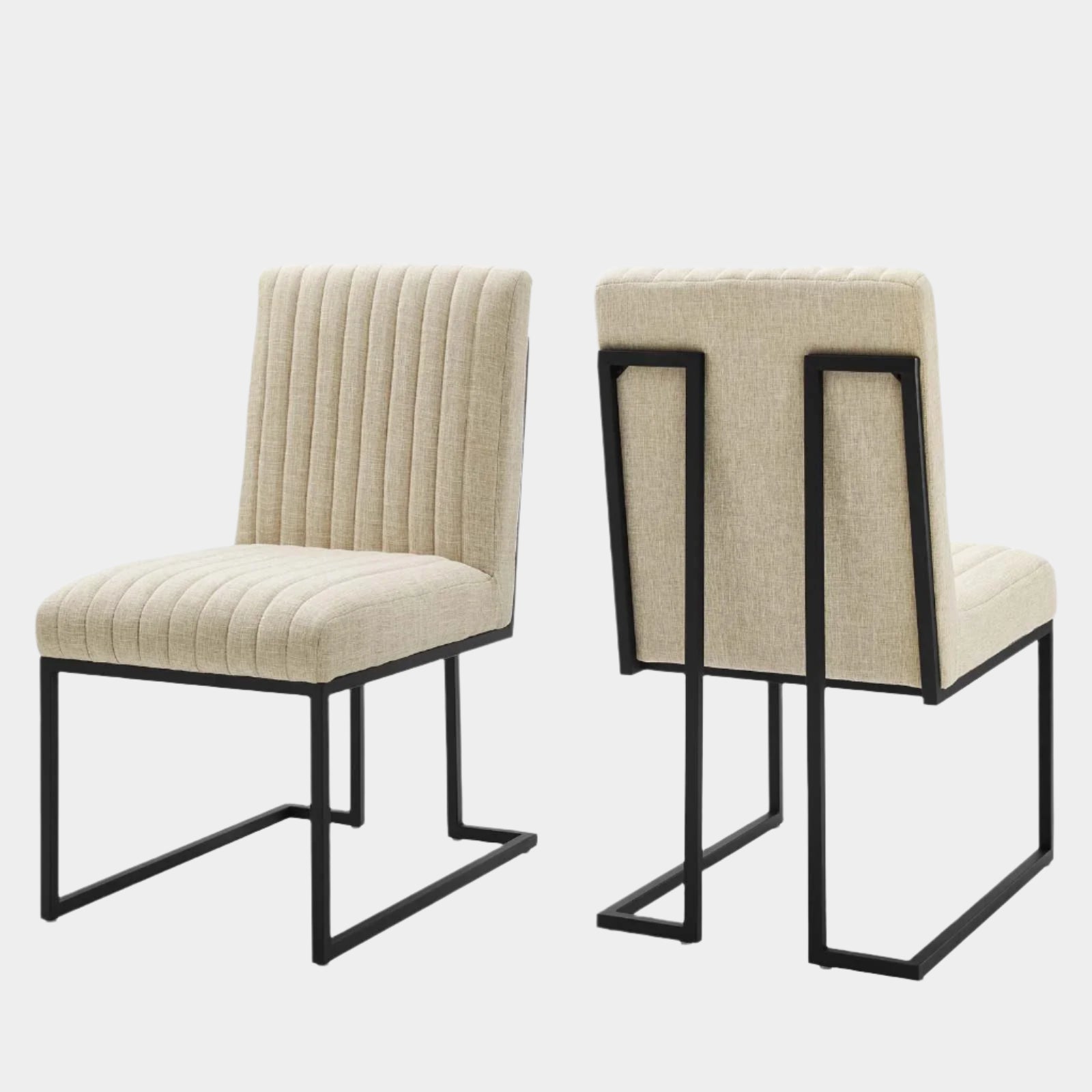 Indulge Channel Tufted Fabric Dining Chairs - Set of 2