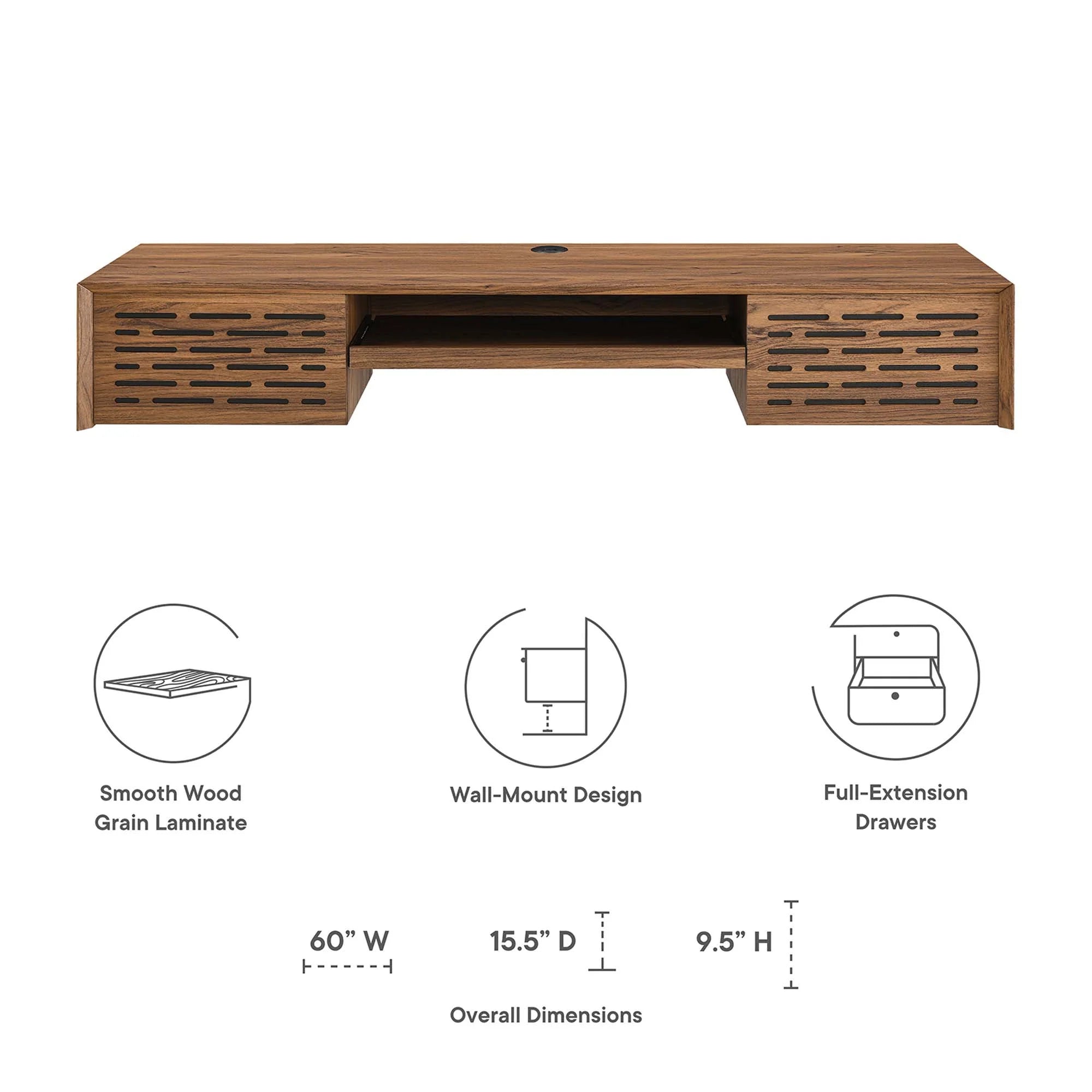 Merit Wall Mount Wood Office Desk