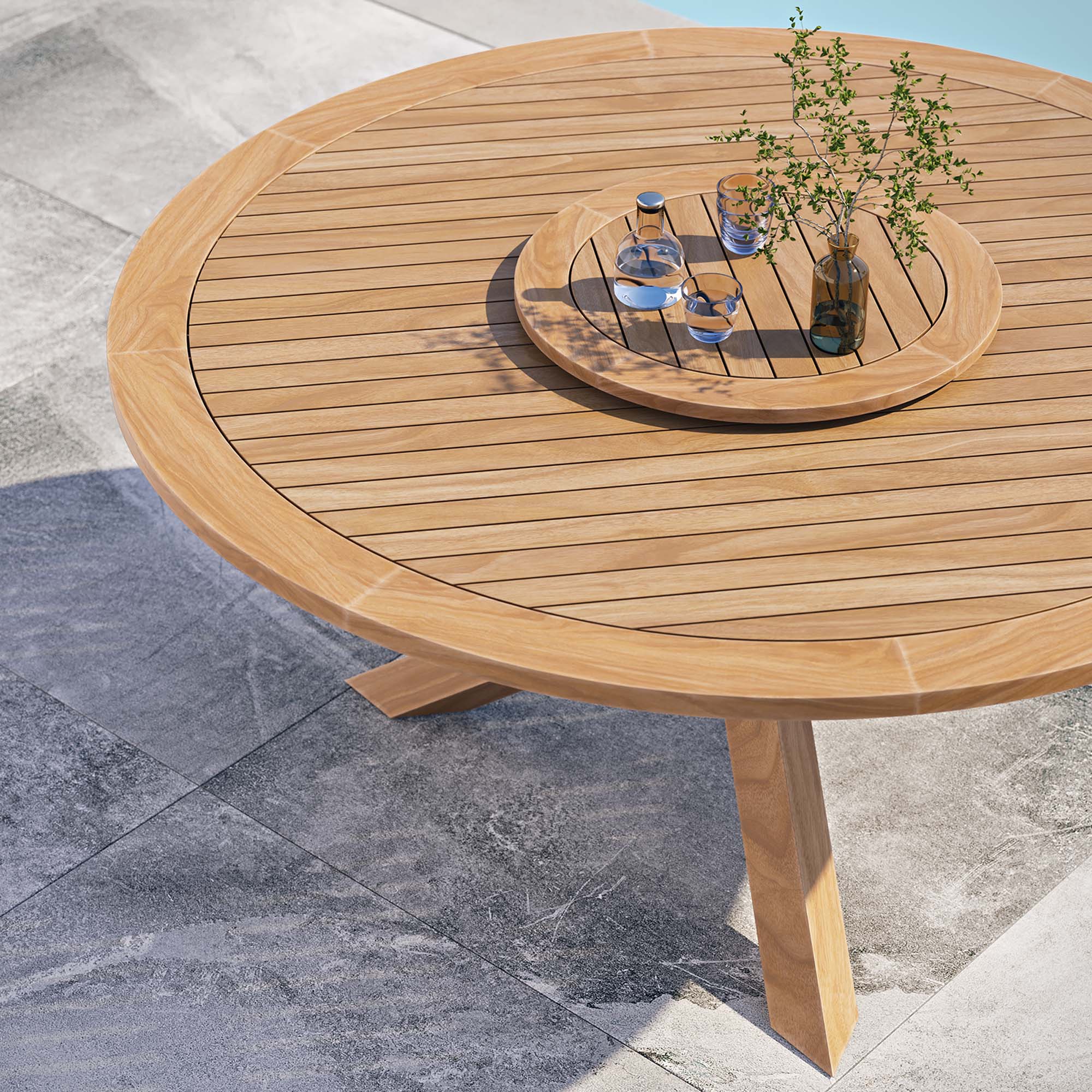 Wellspring 63" Outdoor Patio Teak Wood Dining Table in Natural