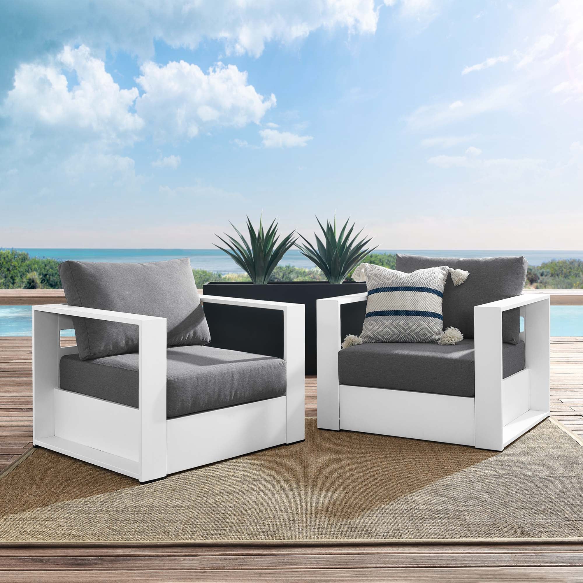 Tahoe 2-Piece Outdoor Patio Powder-Coated Aluminum Armchair Set