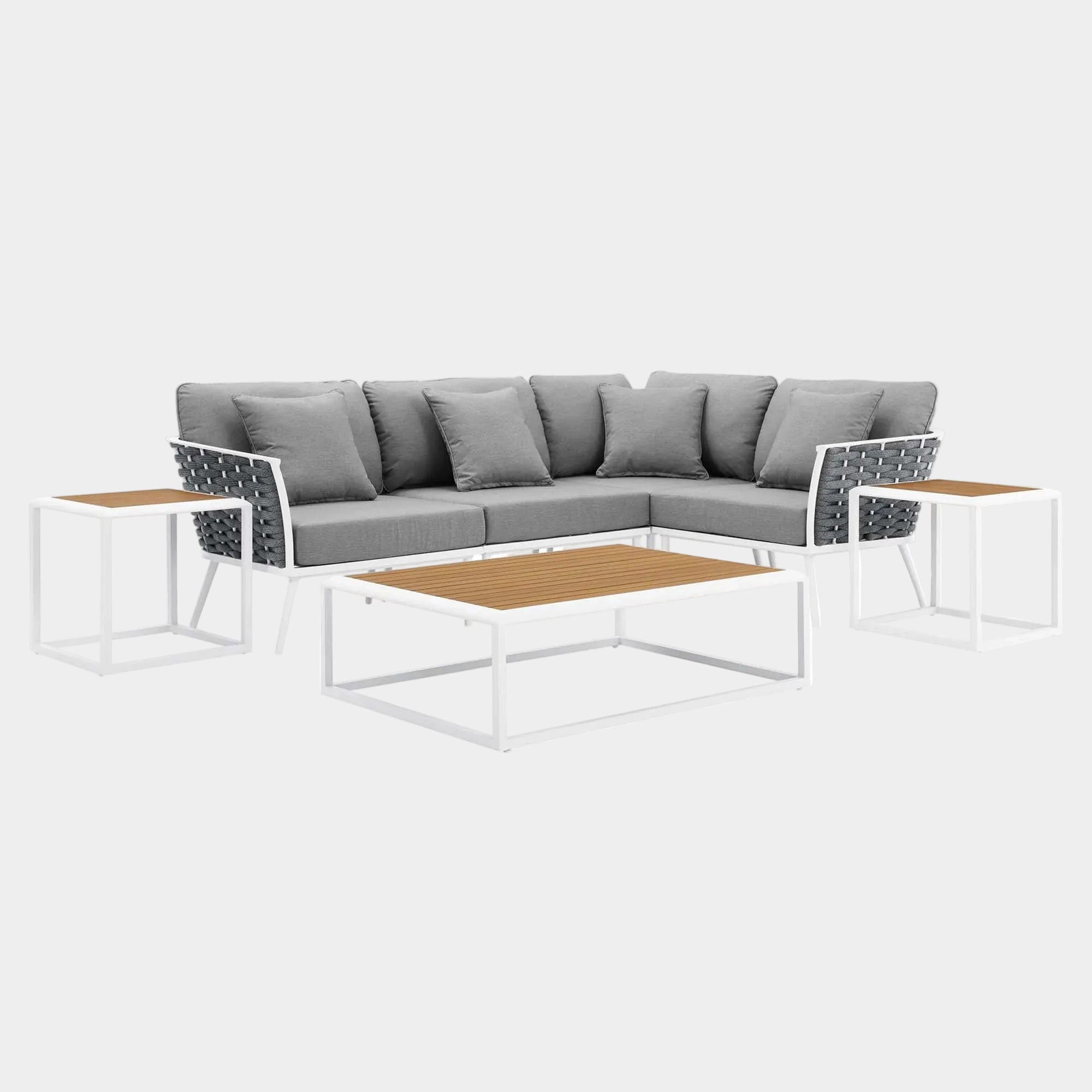 Stance 7 Piece Outdoor Patio Aluminum Sectional Sofa Set