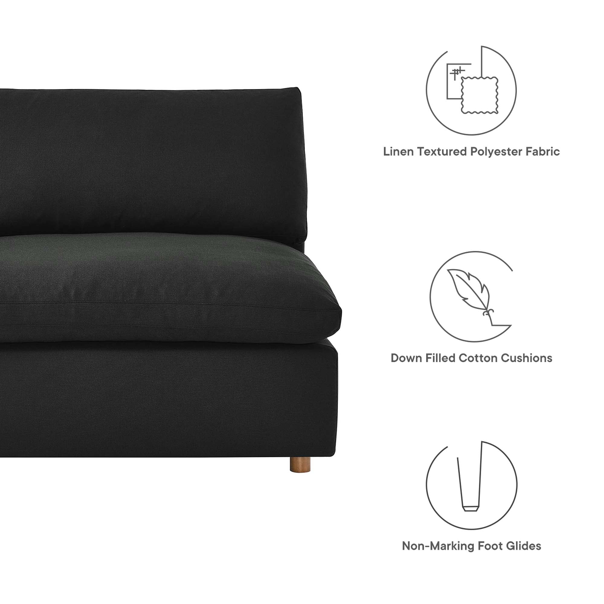 Chaise sans accoudoirs rembourrée en duvet Commix