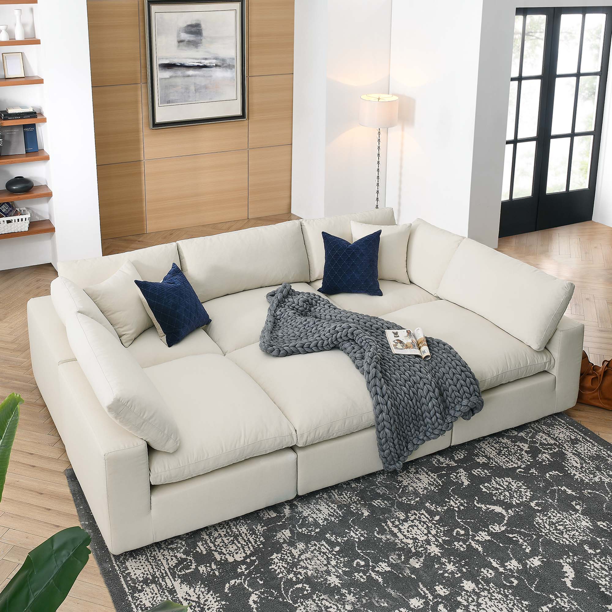 Commix 6-Piece Down Filled Overstuffed Sectional Sofa