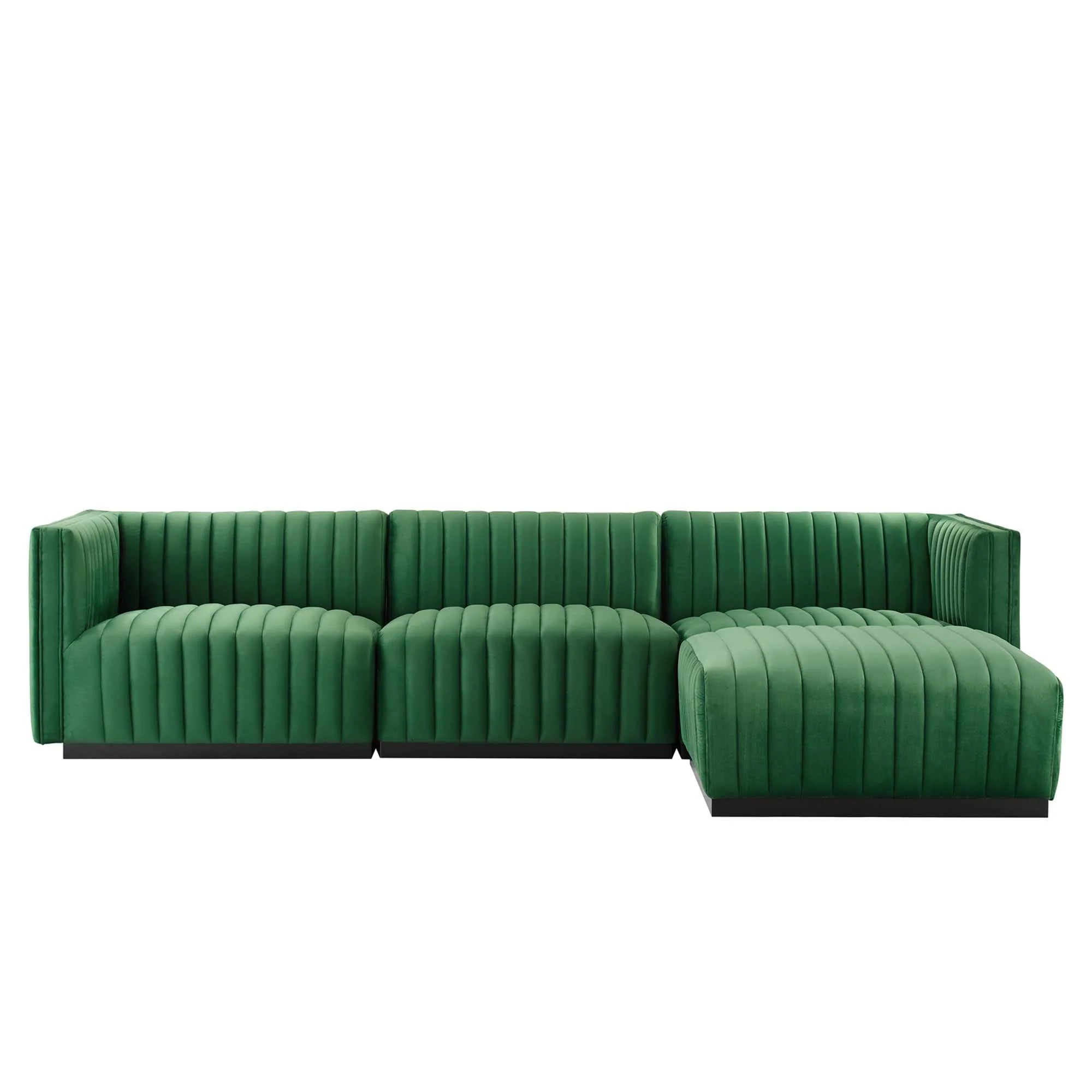 Conjure Channel Tufted Performance Velvet 4-Piece Sectional