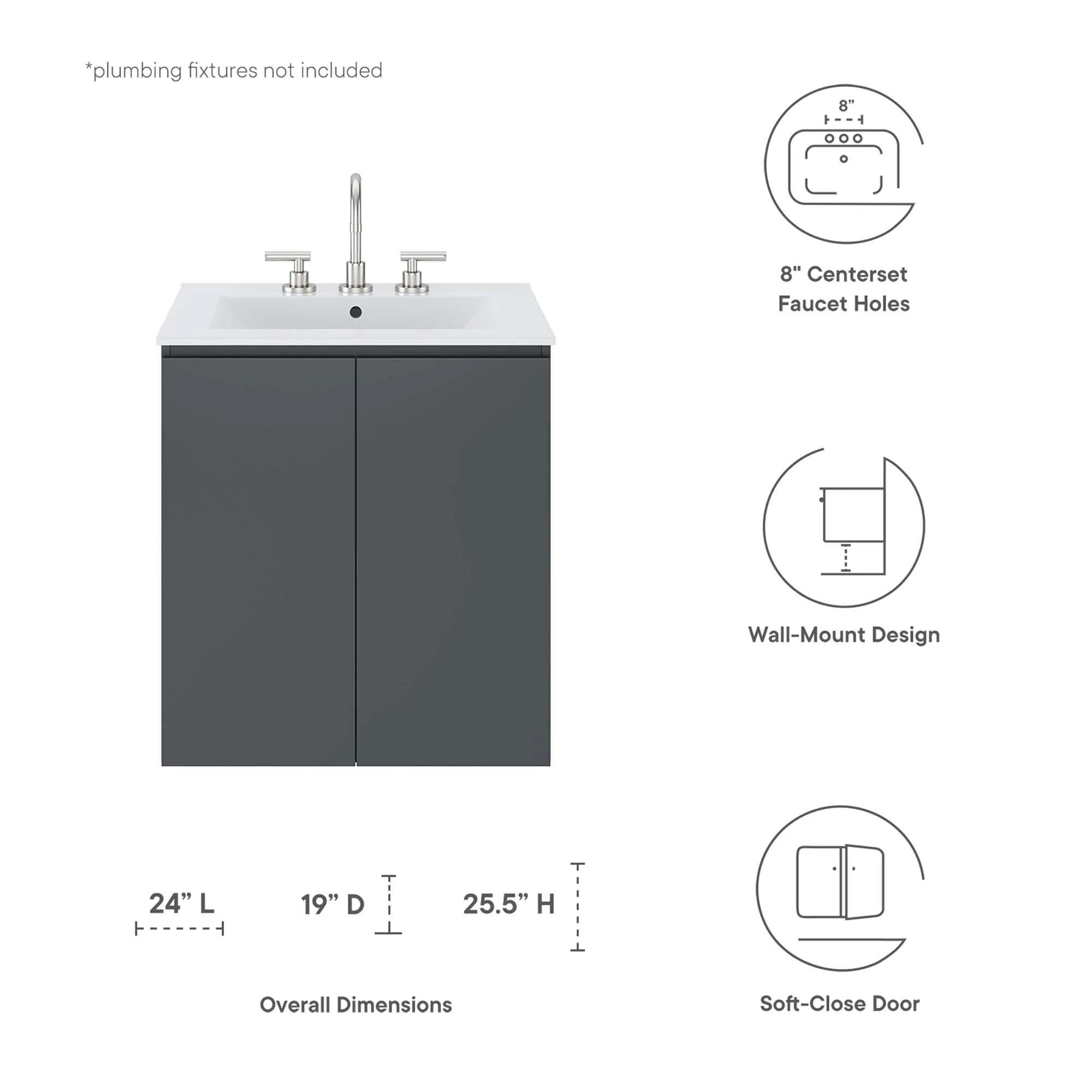 Bryn Wall-Mount Bathroom Vanity Basin Included