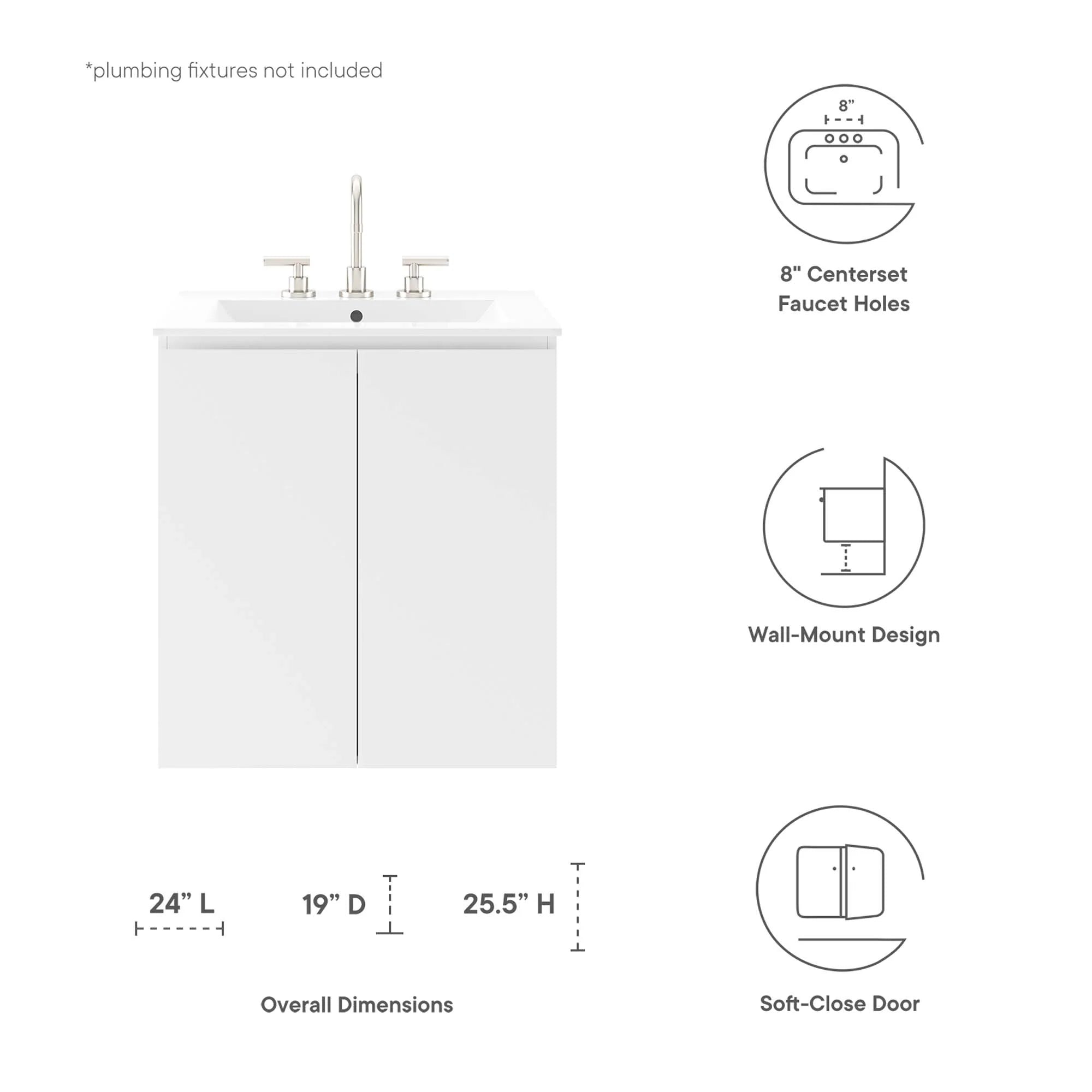 Bryn Wall-Mount Bathroom Vanity Basin Included