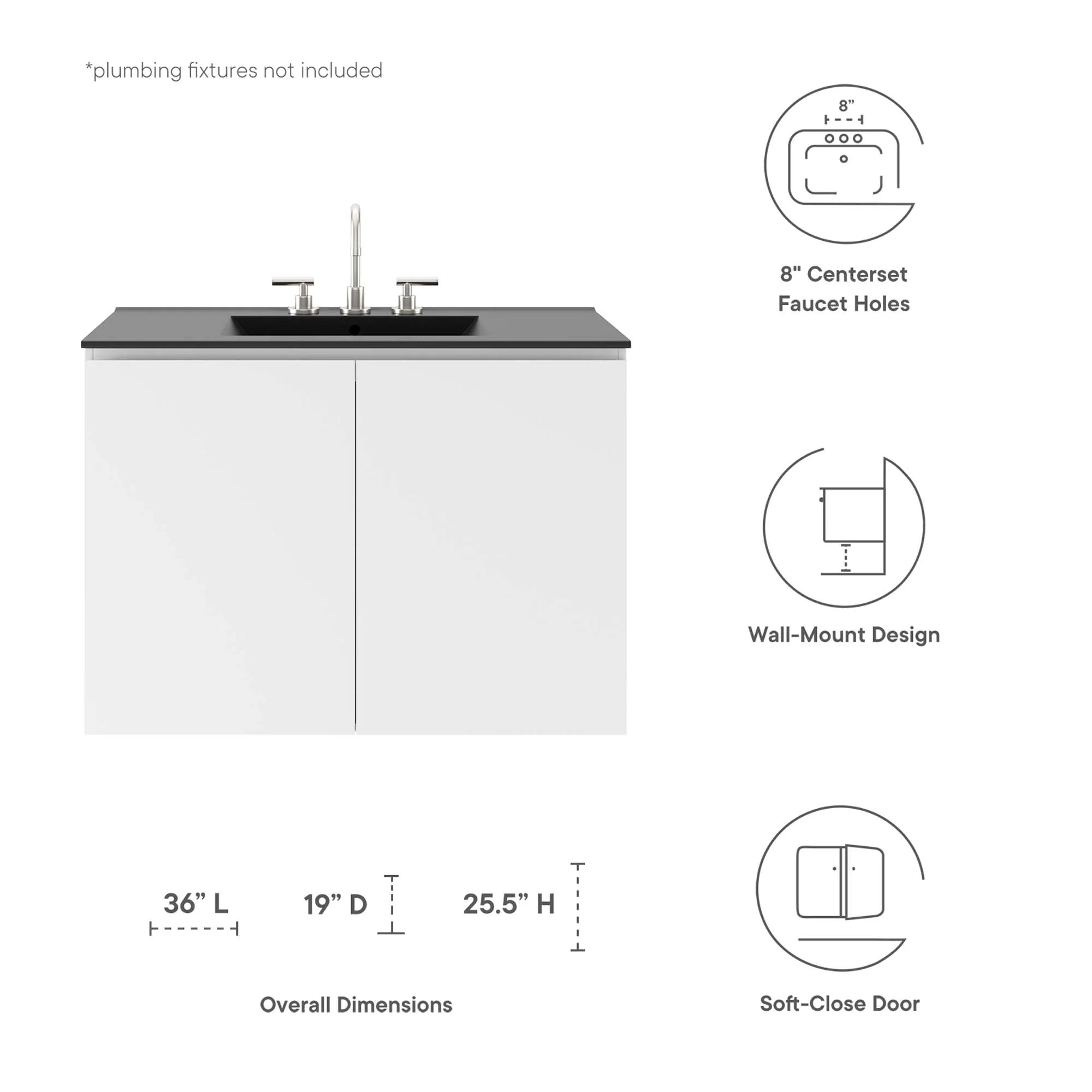 Bryn Wall-Mount Bathroom Vanity Basin Included