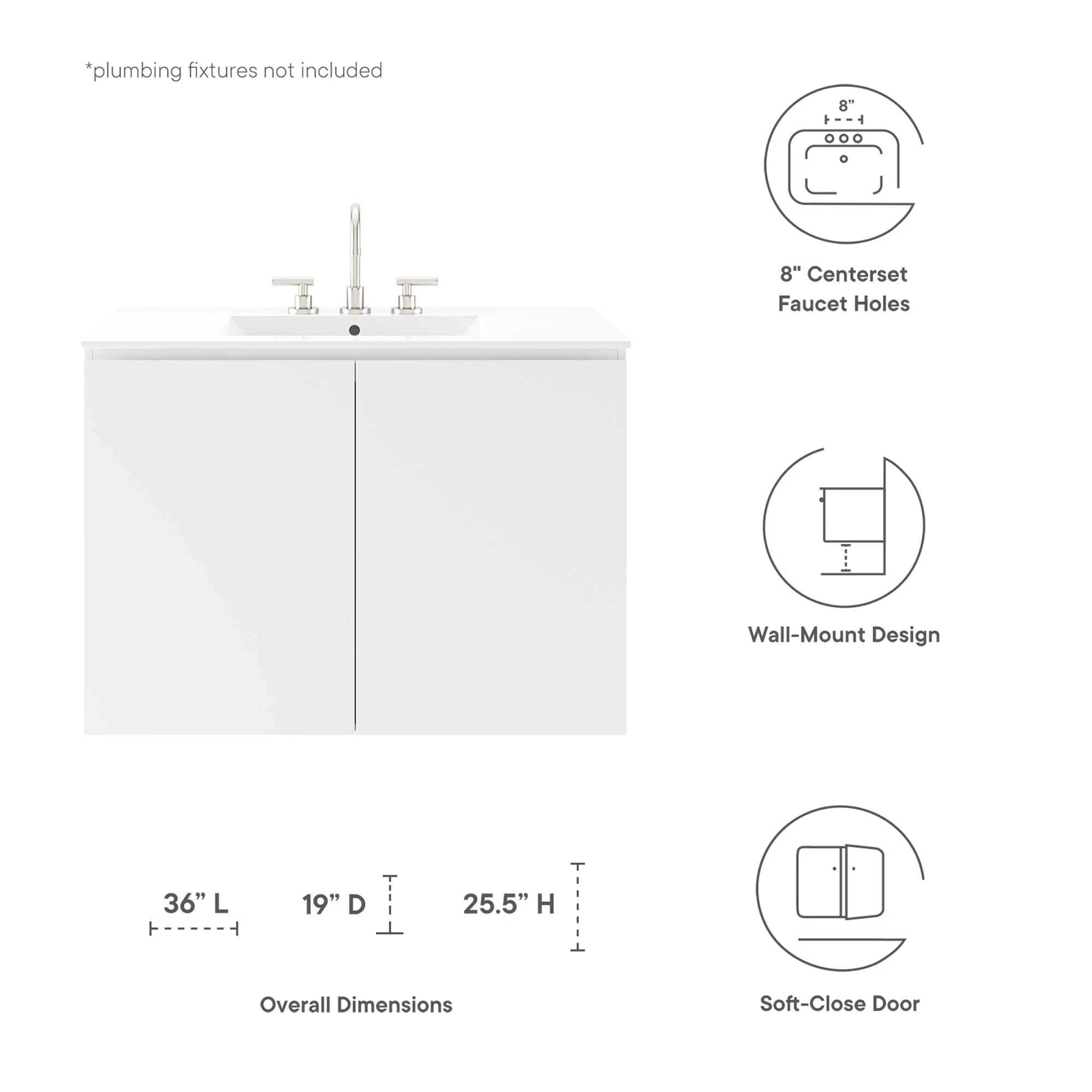 Bryn Wall-Mount Bathroom Vanity Basin Included