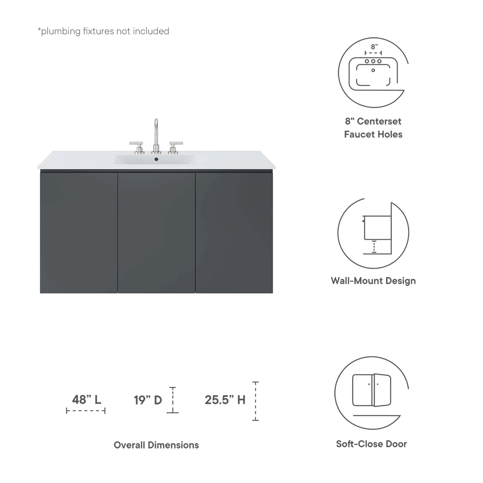 Bryn Wall-Mount Bathroom Vanity Basin Included