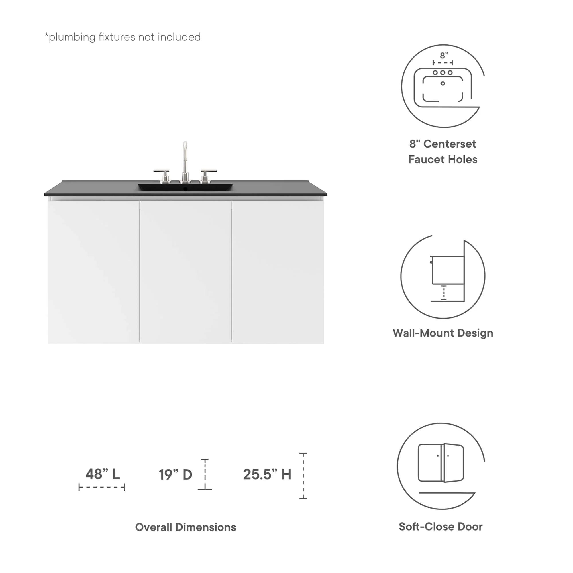 Bryn Wall-Mount Bathroom Vanity Basin Included