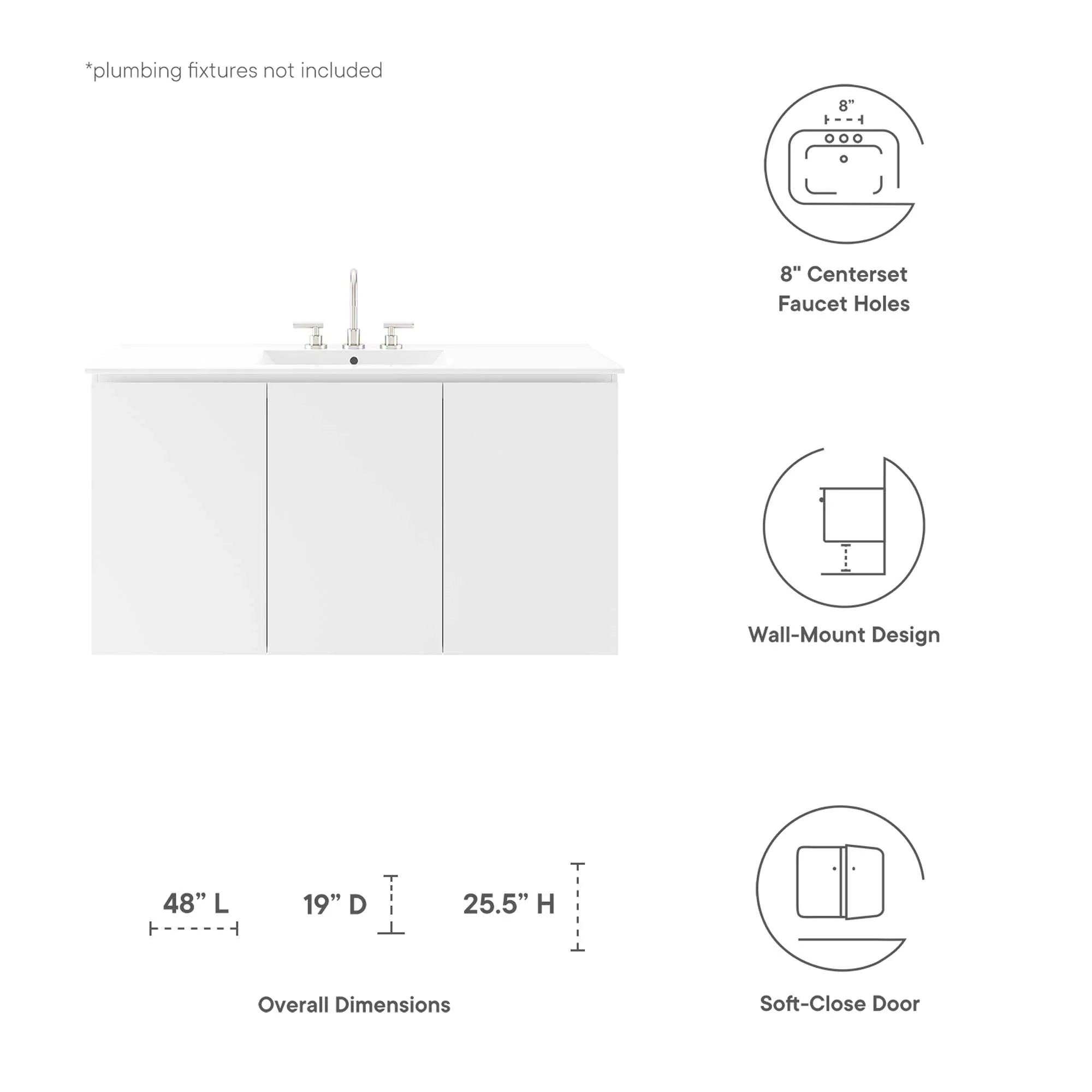 Bryn Wall-Mount Bathroom Vanity Basin Included