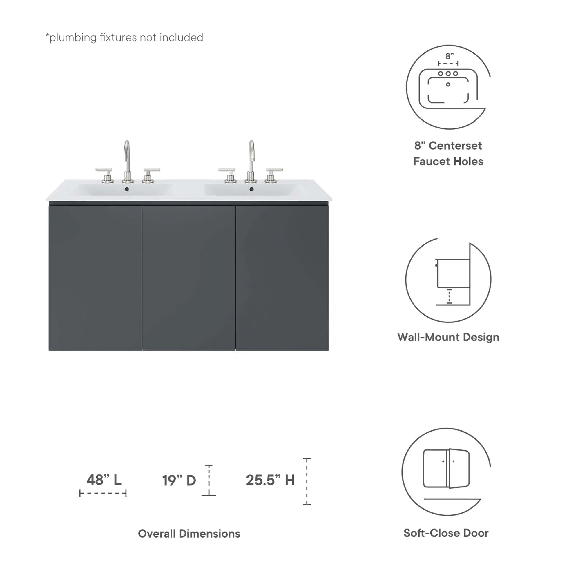 Bryn Wall-Mount Bathroom Vanity Basin Included