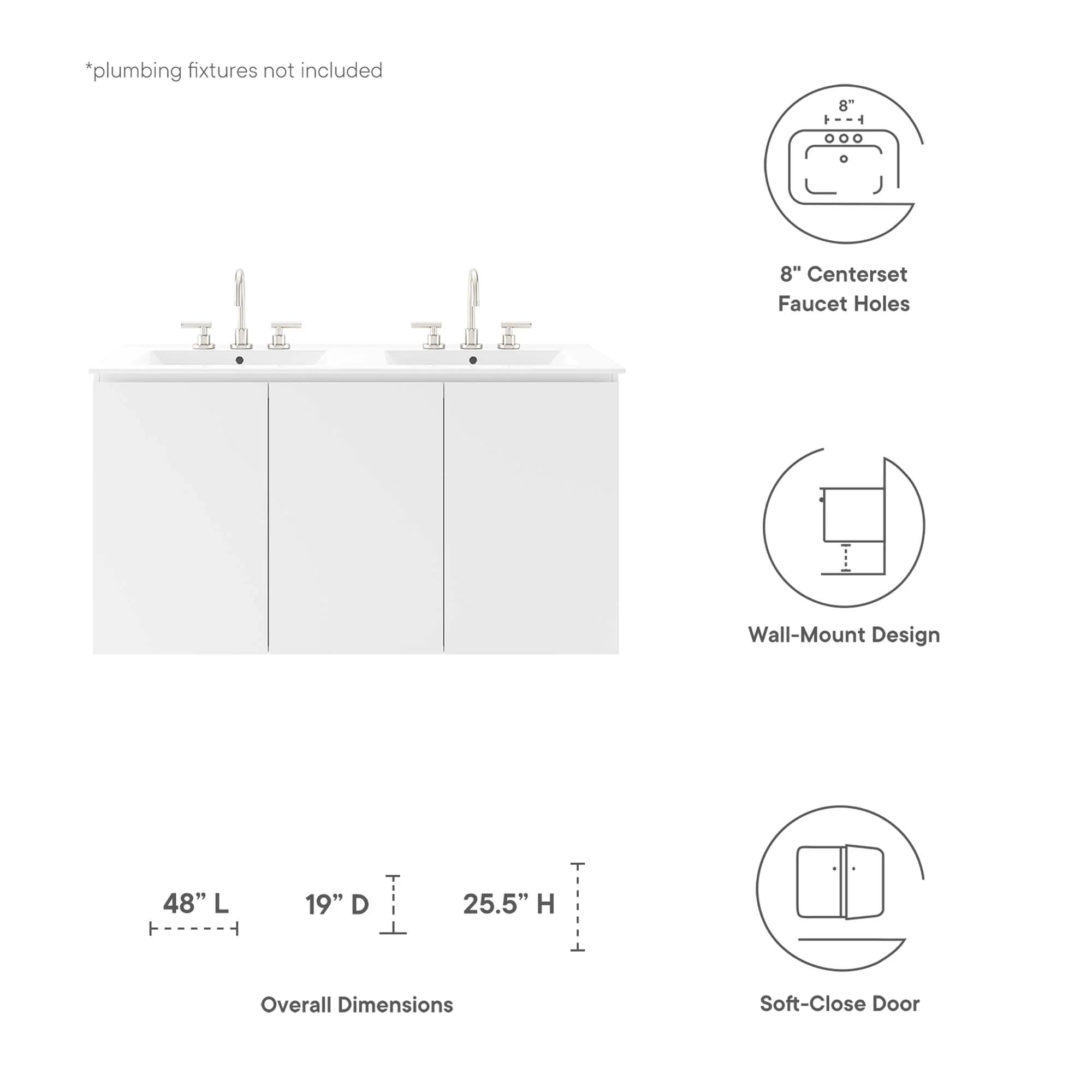 Bryn Wall-Mount Bathroom Vanity Basin Included