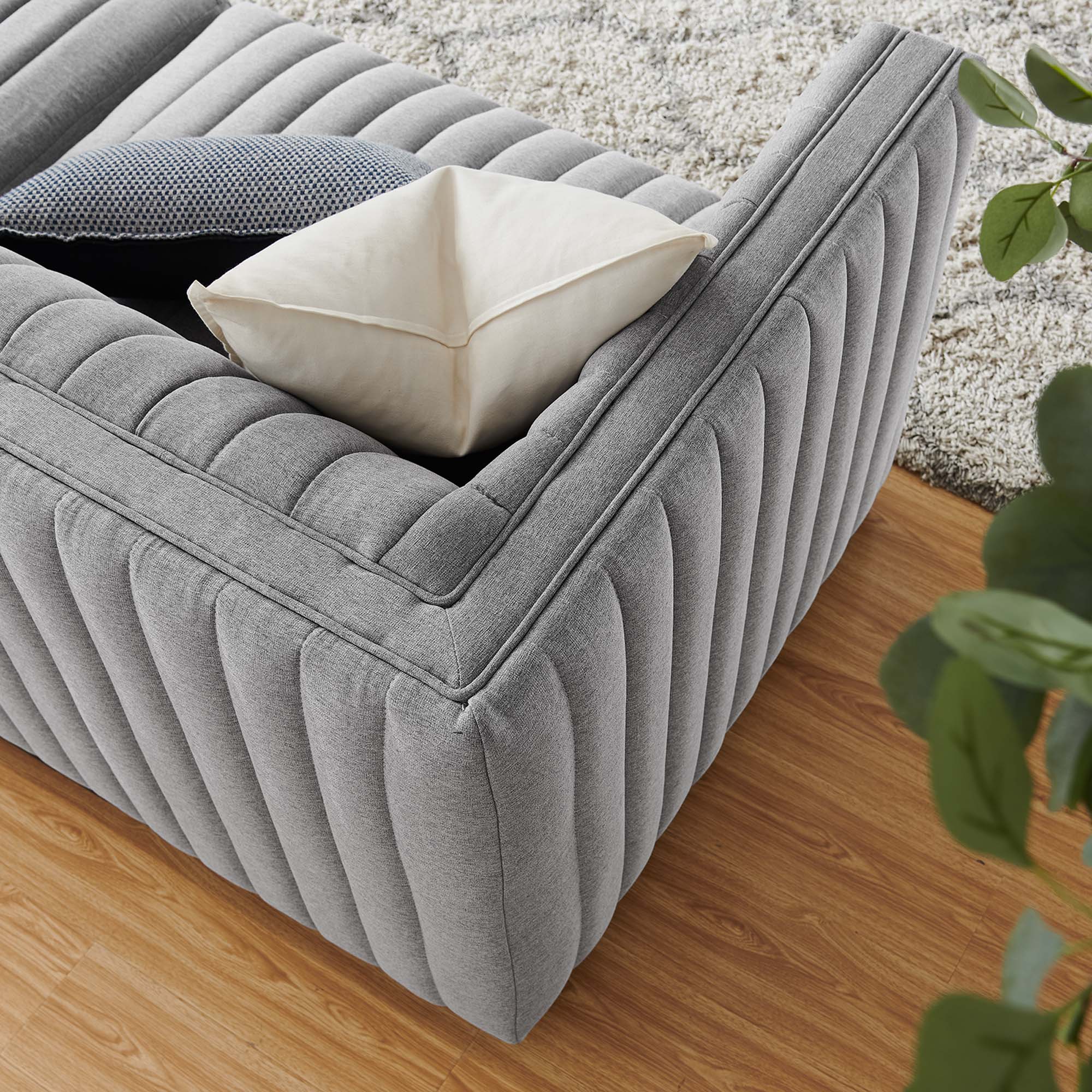 Conjure Channel Tufted Upholstered Fabric Loveseat