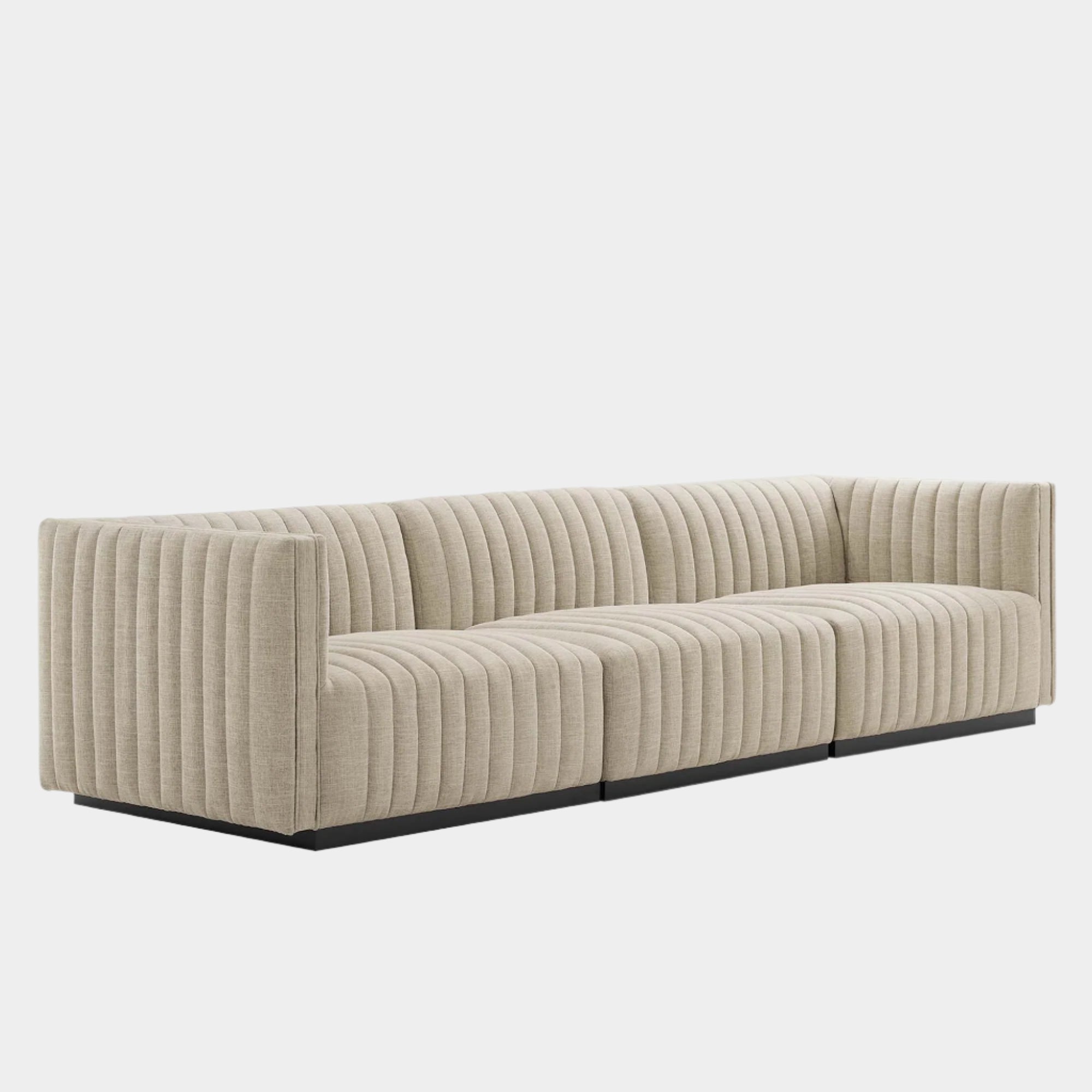 Conjure Channel Tufted Upholstered Fabric Sofa