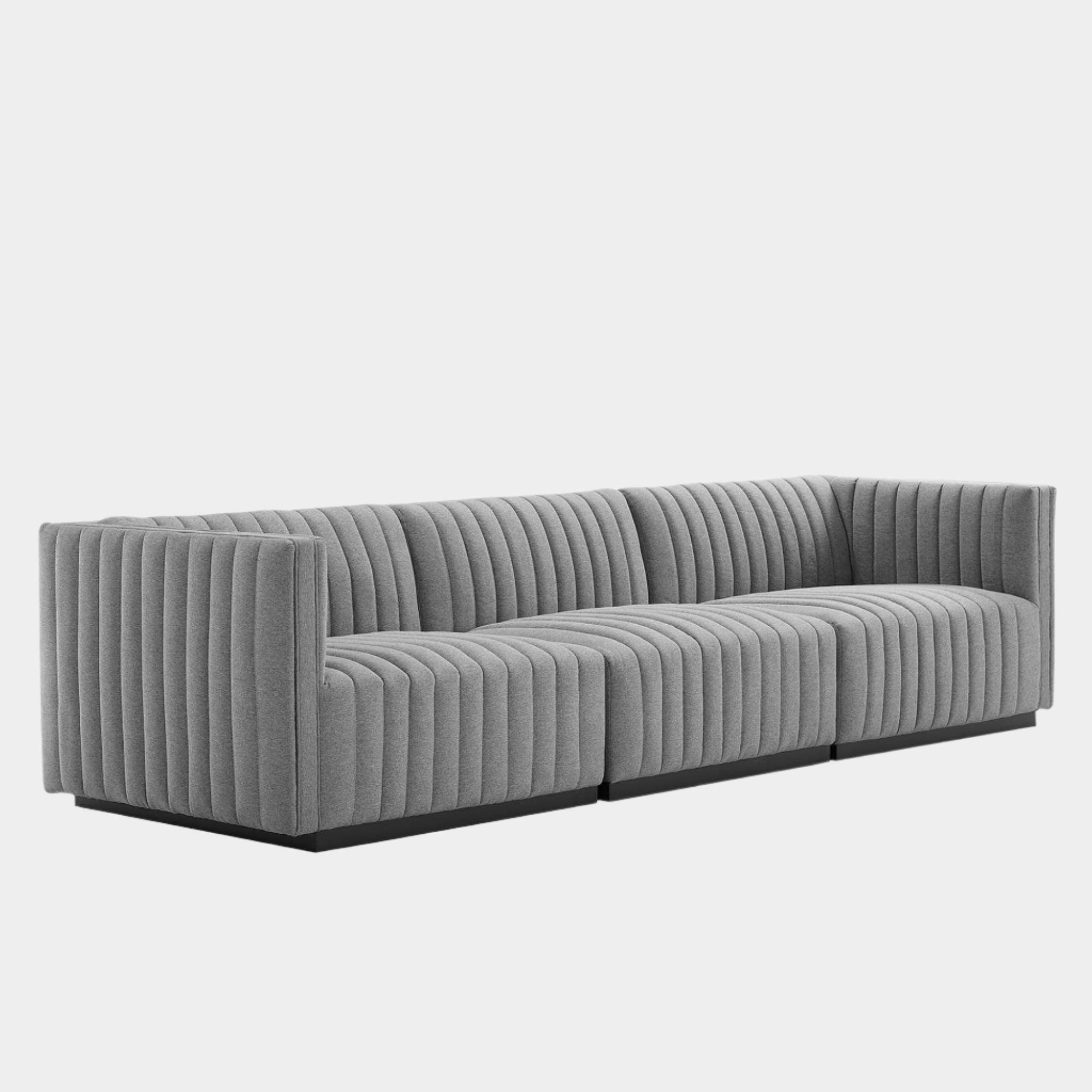 Conjure Channel Tufted Upholstered Fabric Sofa