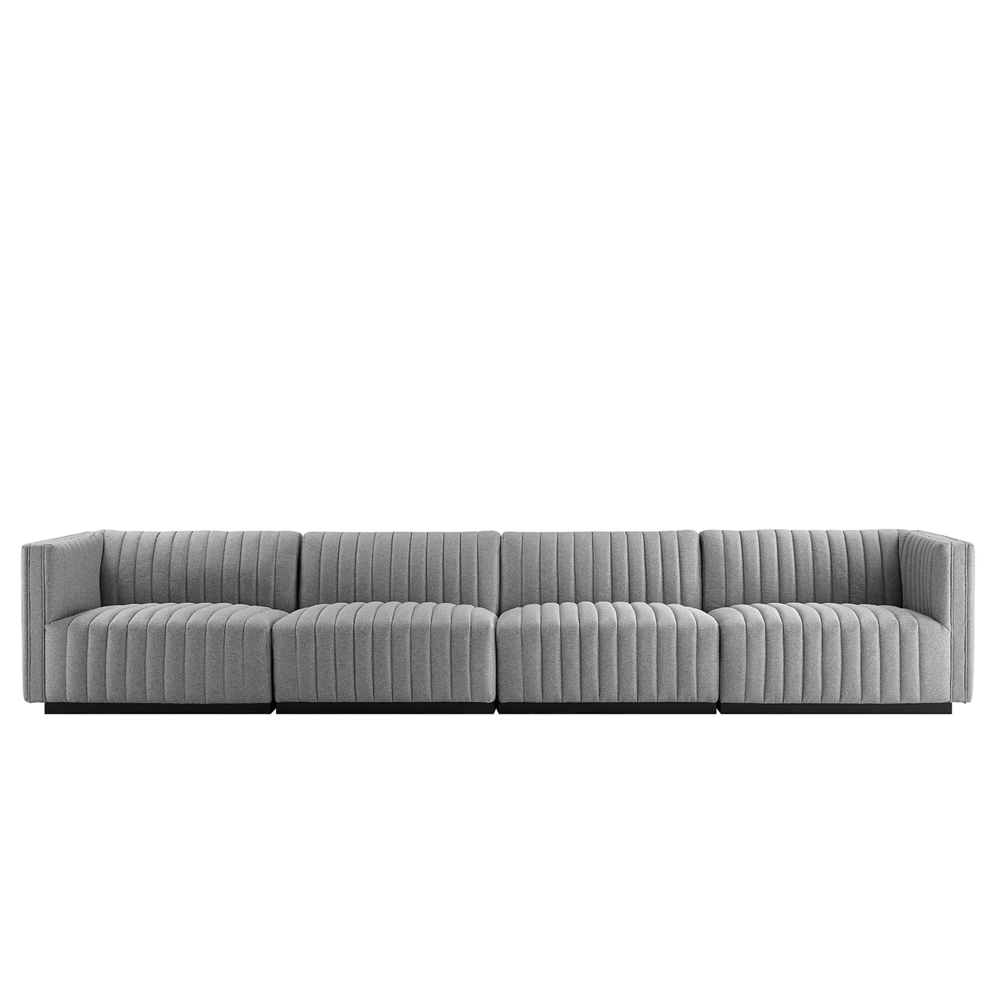 Conjure 4-Piece Channel Tufted Upholstered Fabric Sofa