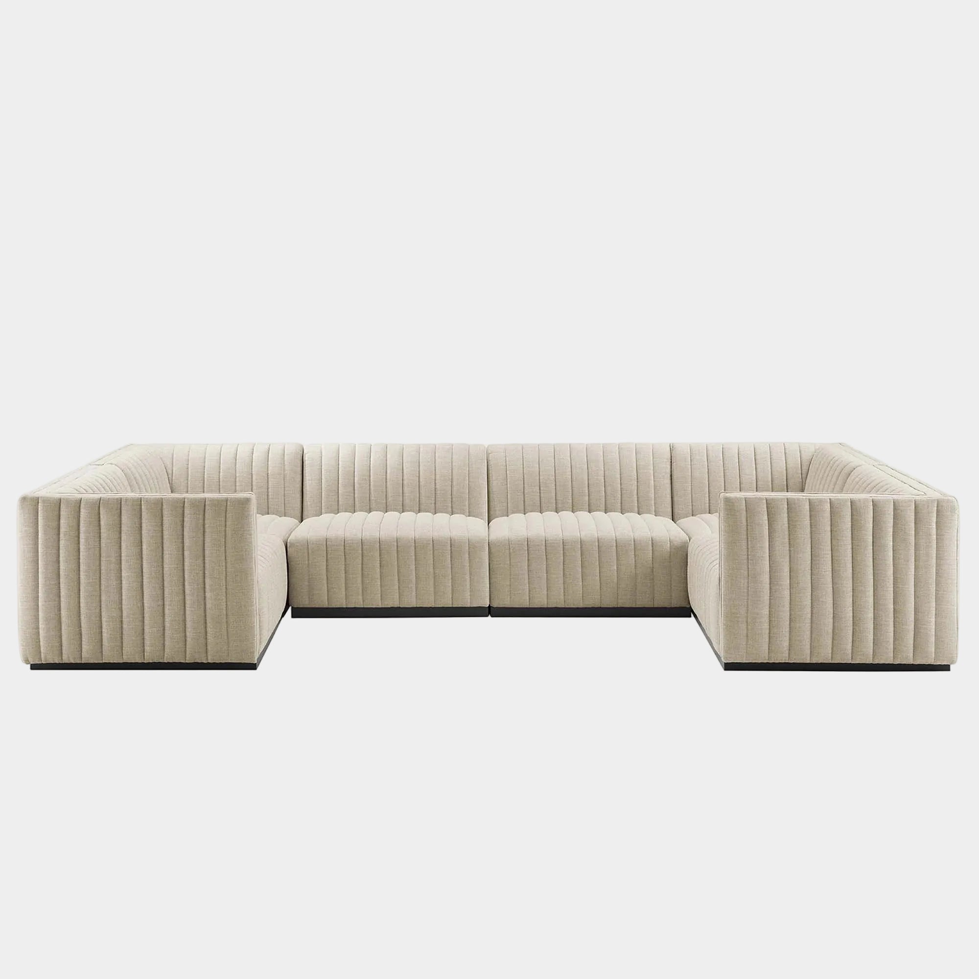 Conjure 6-Piece Channel Tufted Upholstered Fabric U-Shaped Sectional