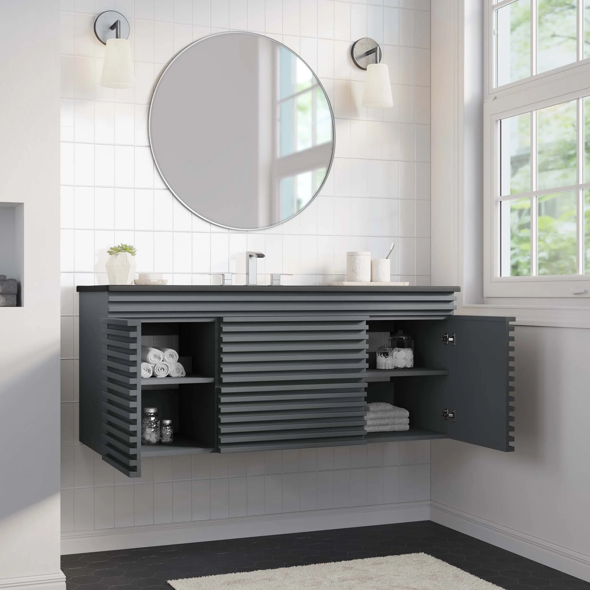 Render Wall-Mount Bathroom Vanity Basin Included