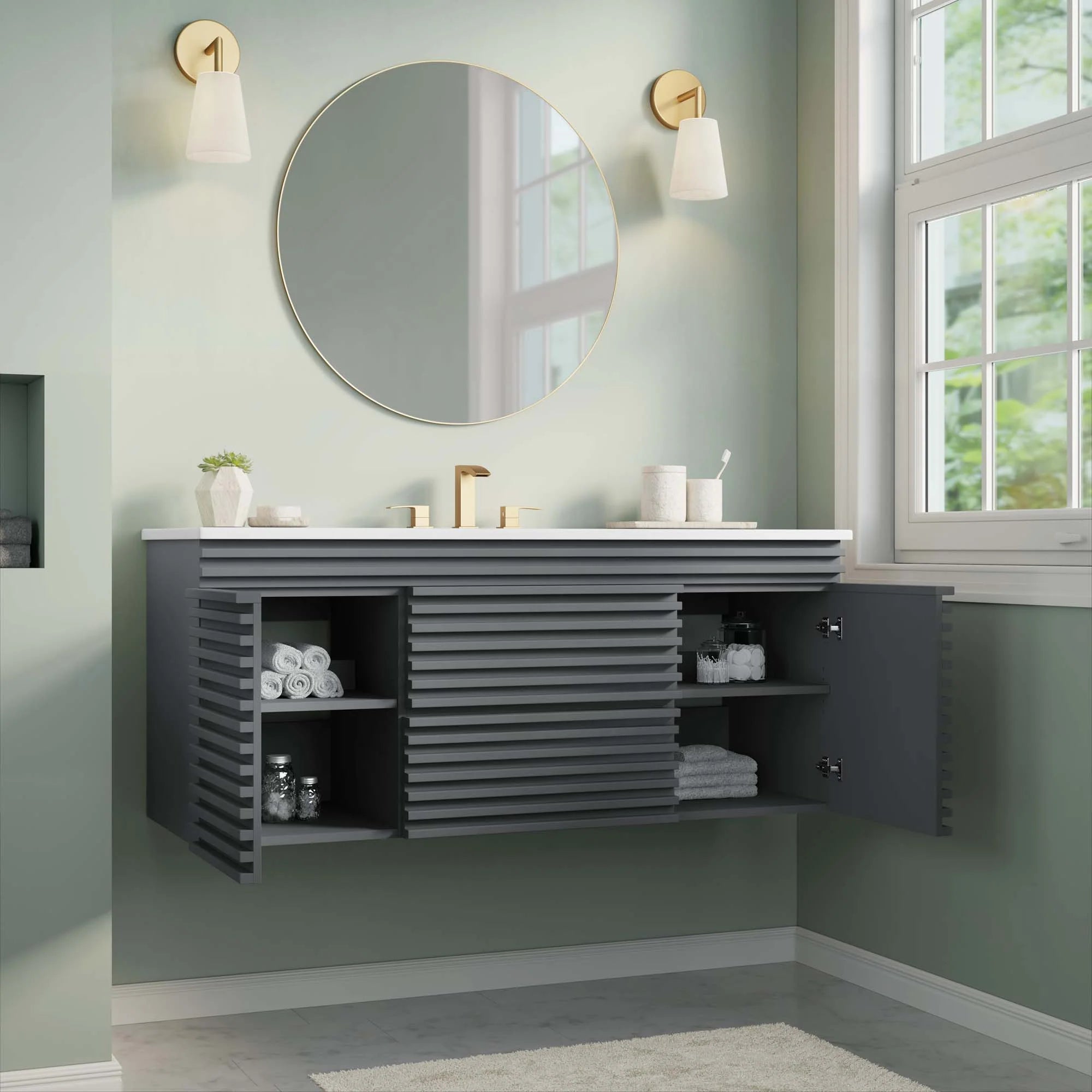 Render Wall-Mount Bathroom Vanity Basin Included