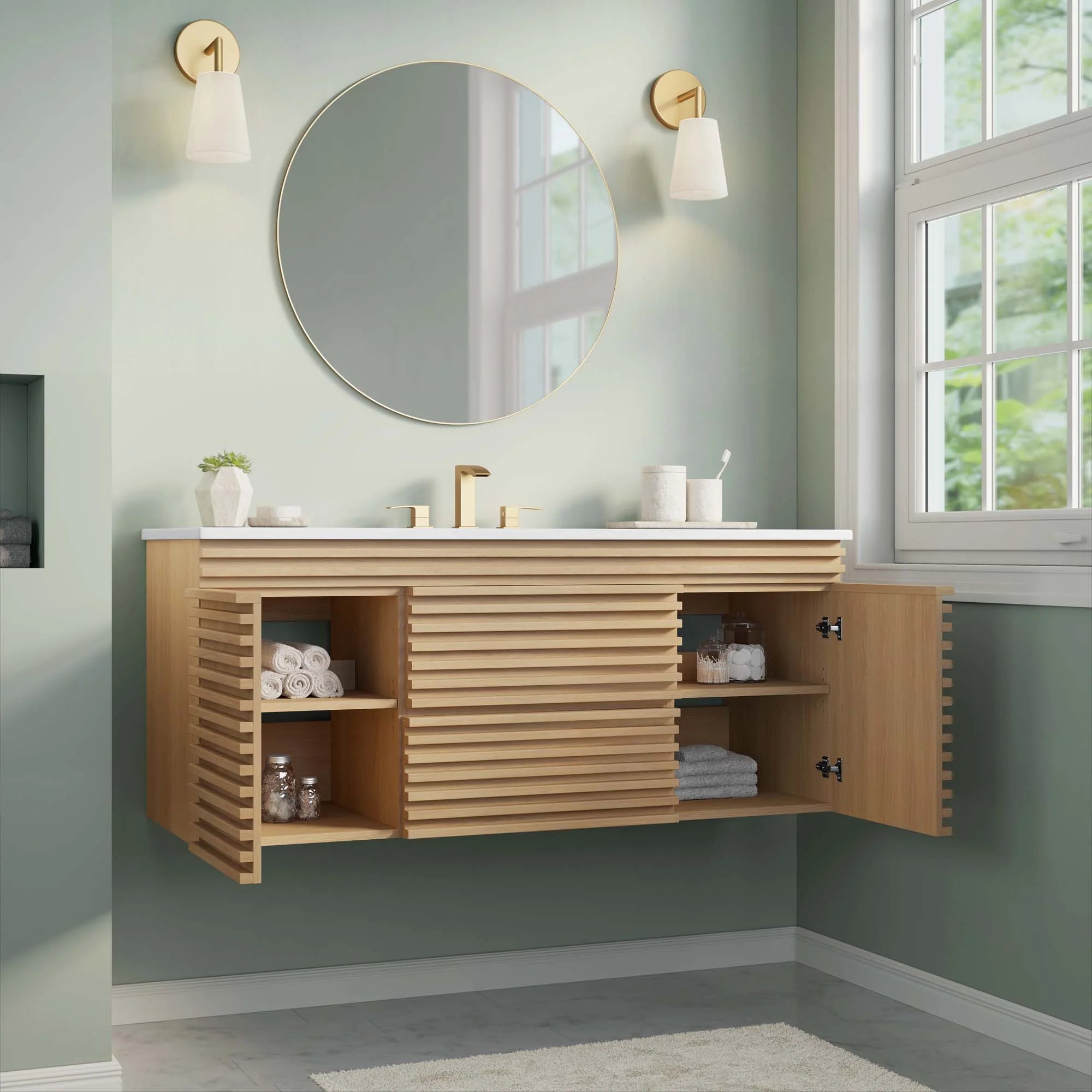 Render Wall-Mount Bathroom Vanity Basin Included