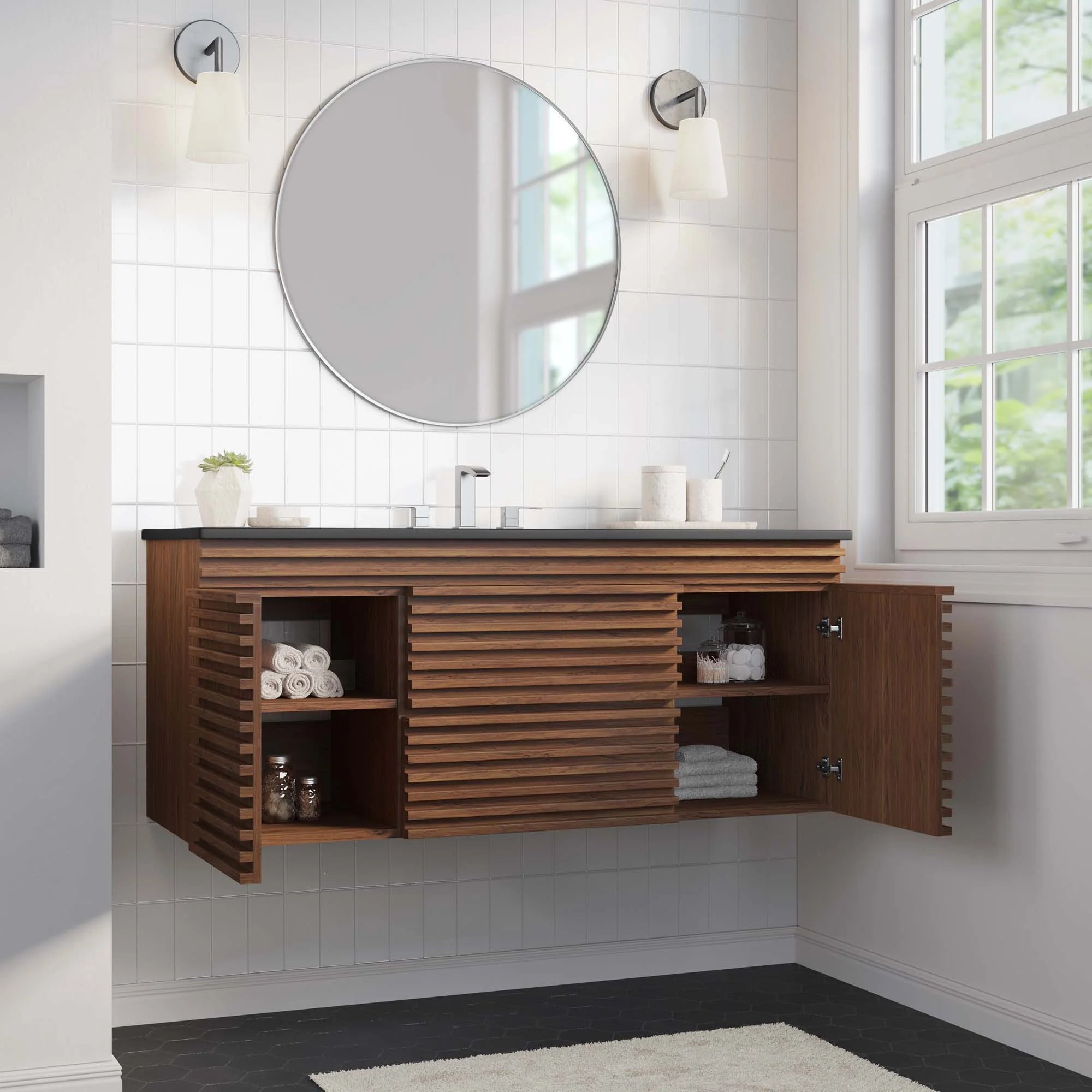 Render Wall-Mount Bathroom Vanity Basin Included