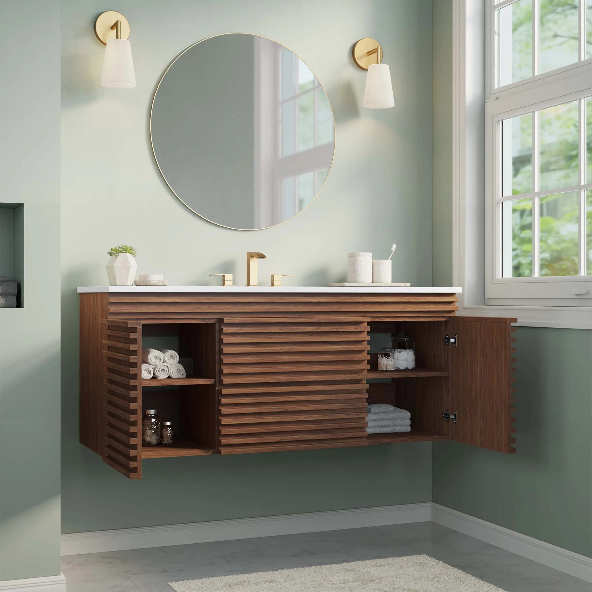 Render Wall-Mount Bathroom Vanity Basin Included