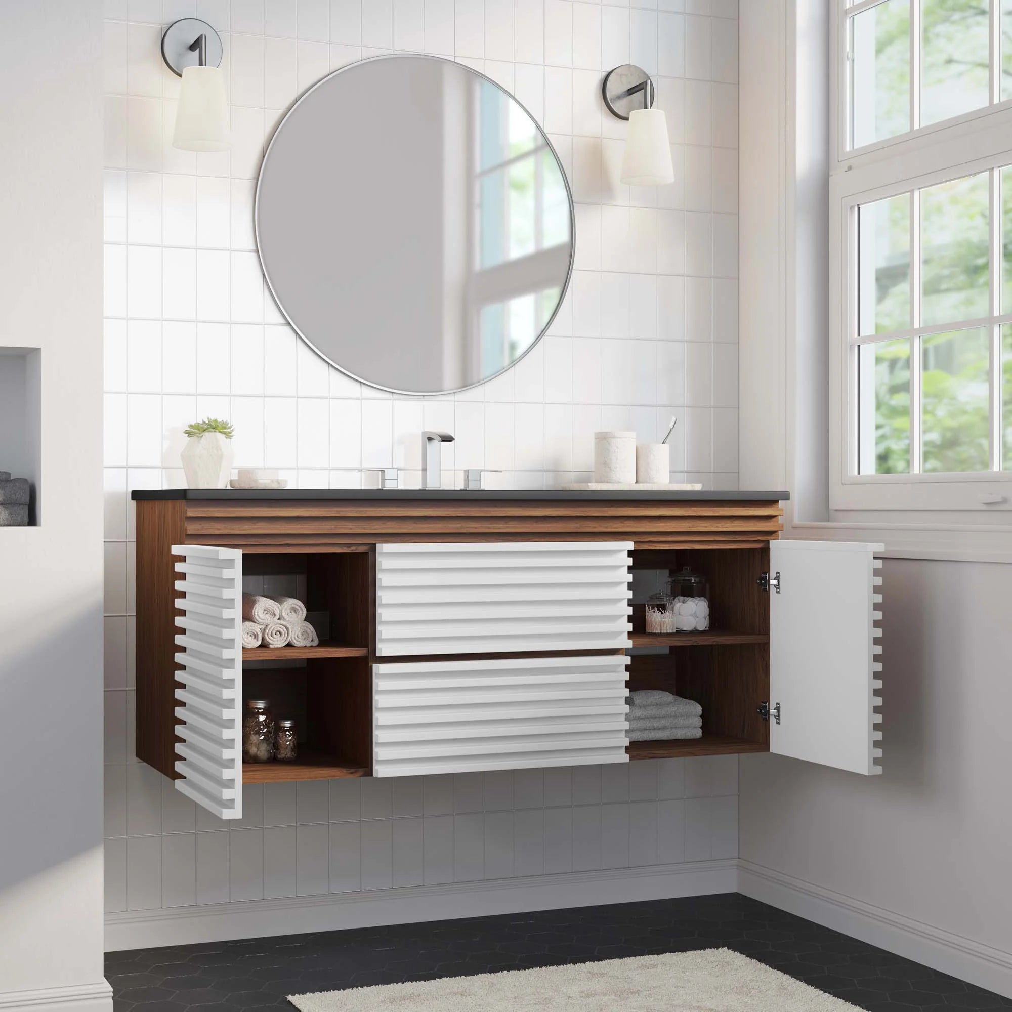 Render Wall-Mount Bathroom Vanity Basin Included