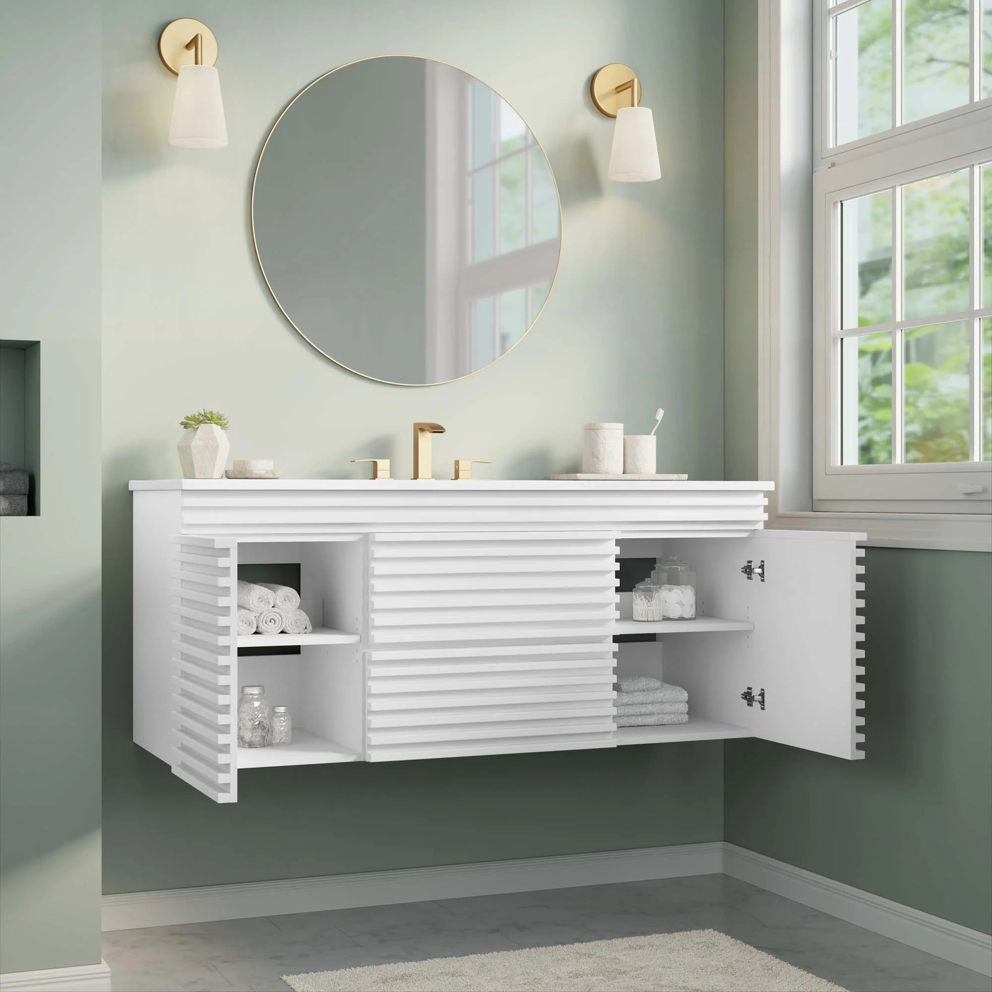 Render Wall-Mount Bathroom Vanity Basin Included