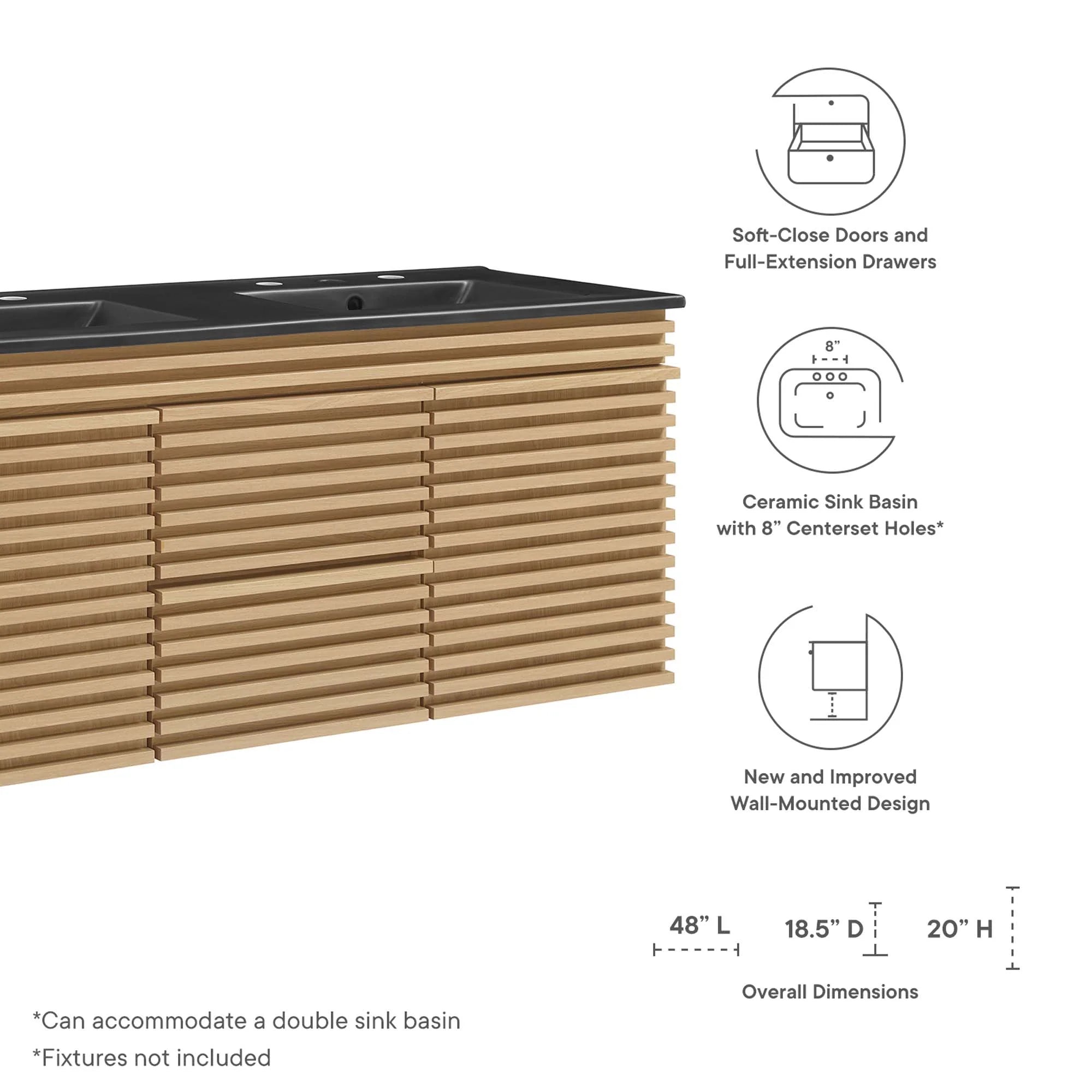 Render Wall-Mount Bathroom Vanity Basin Included