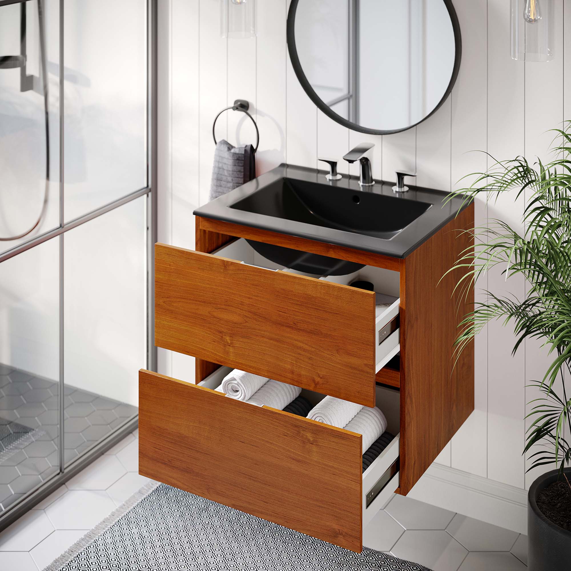 Scenic Wall-Mount Bathroom Vanity Basin Included