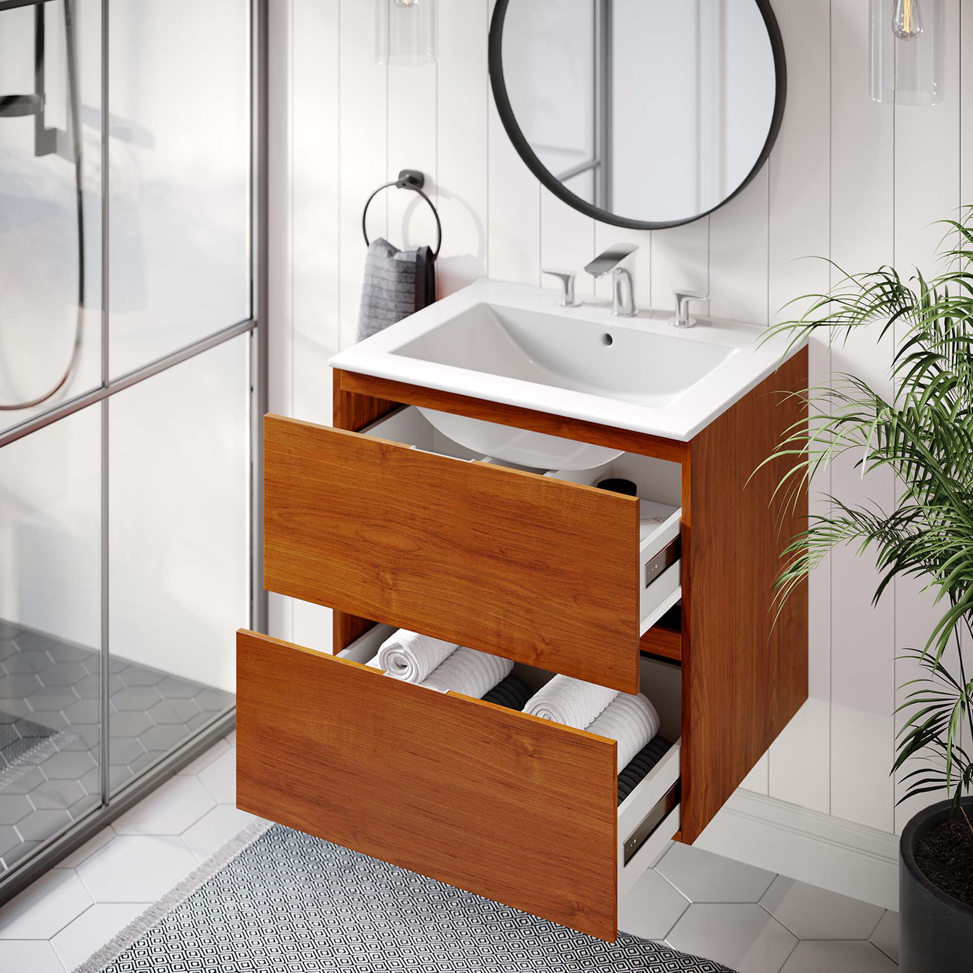 Scenic Wall-Mount Bathroom Vanity Basin Included