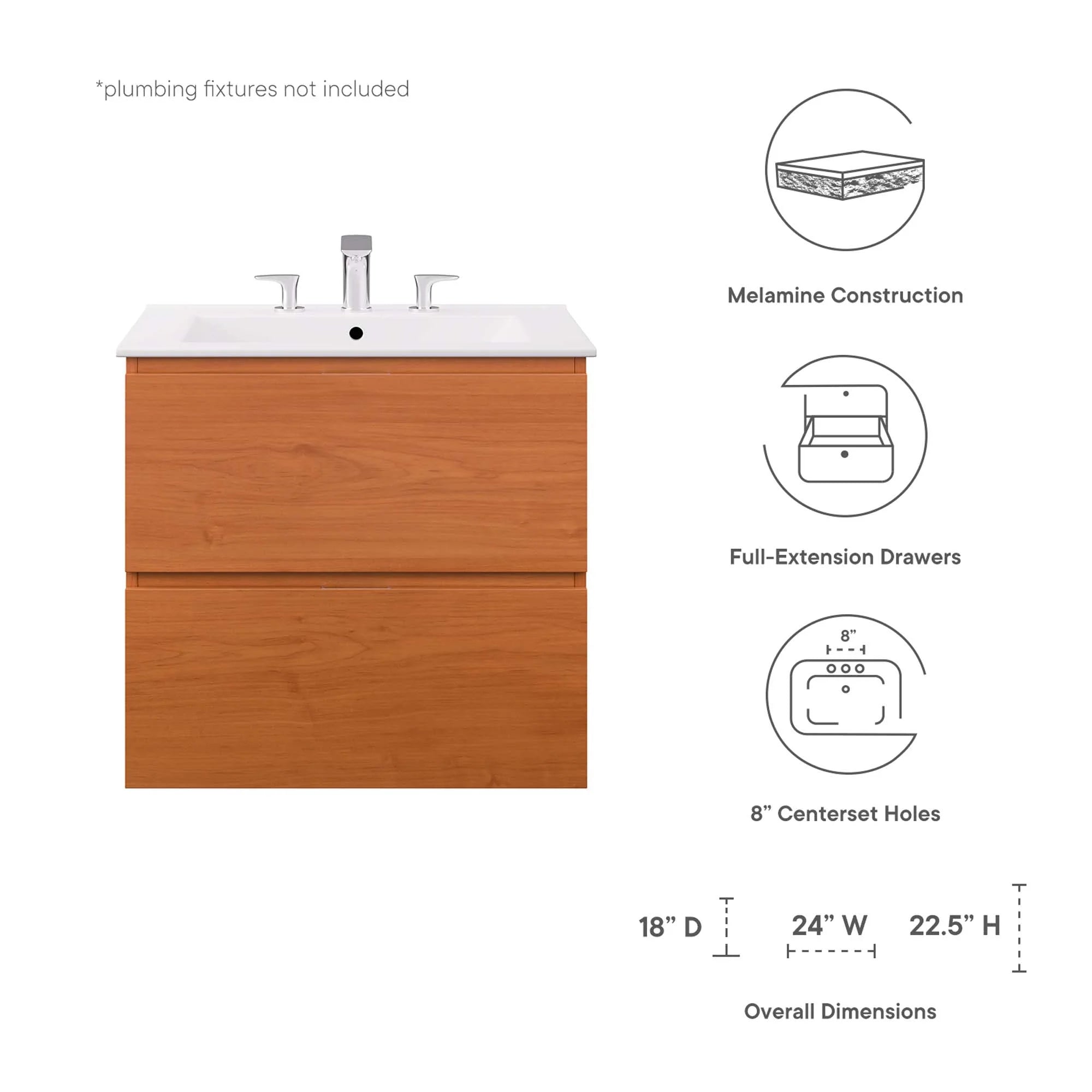 Scenic Wall-Mount Bathroom Vanity Basin Included