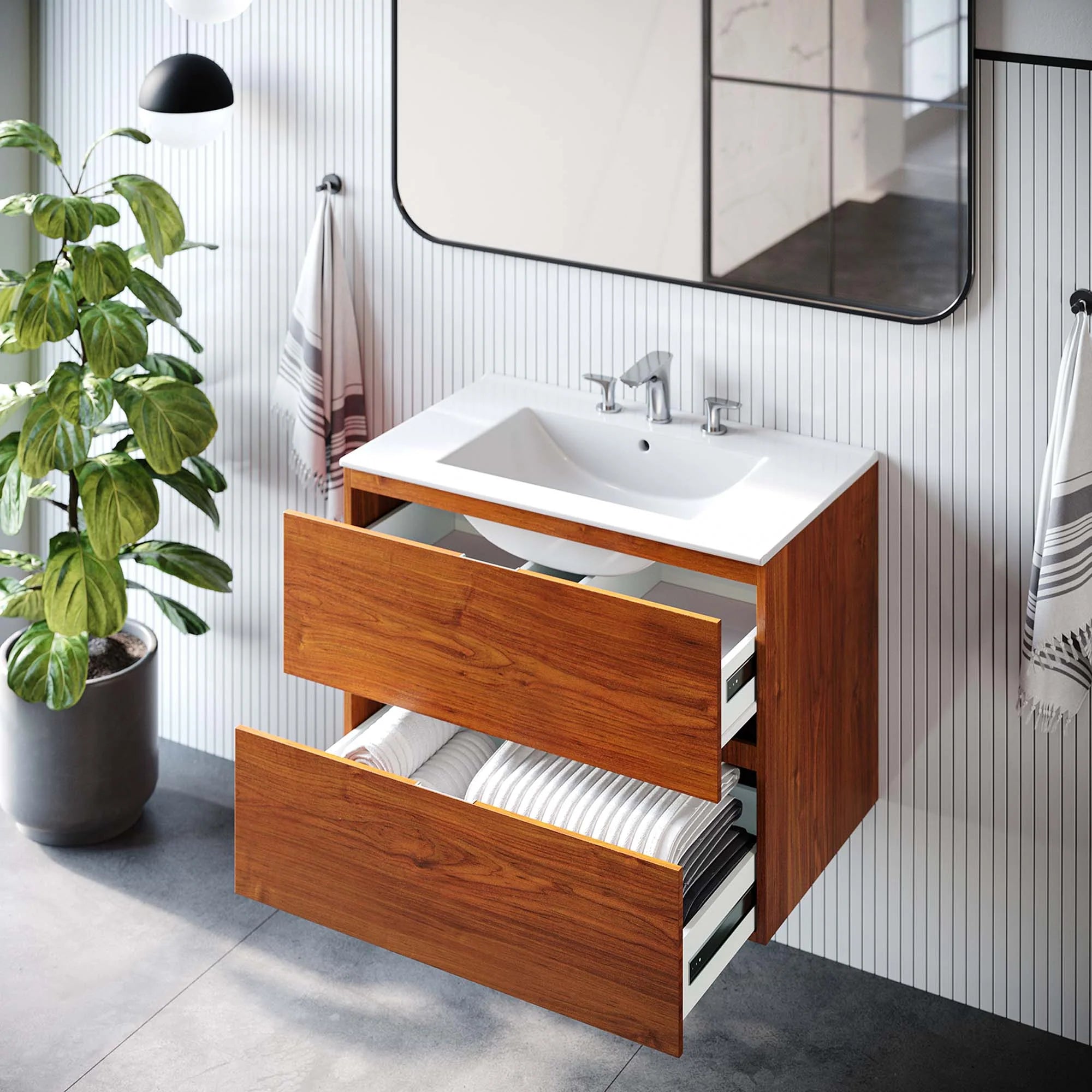 Scenic Wall-Mount Bathroom Vanity Basin Included