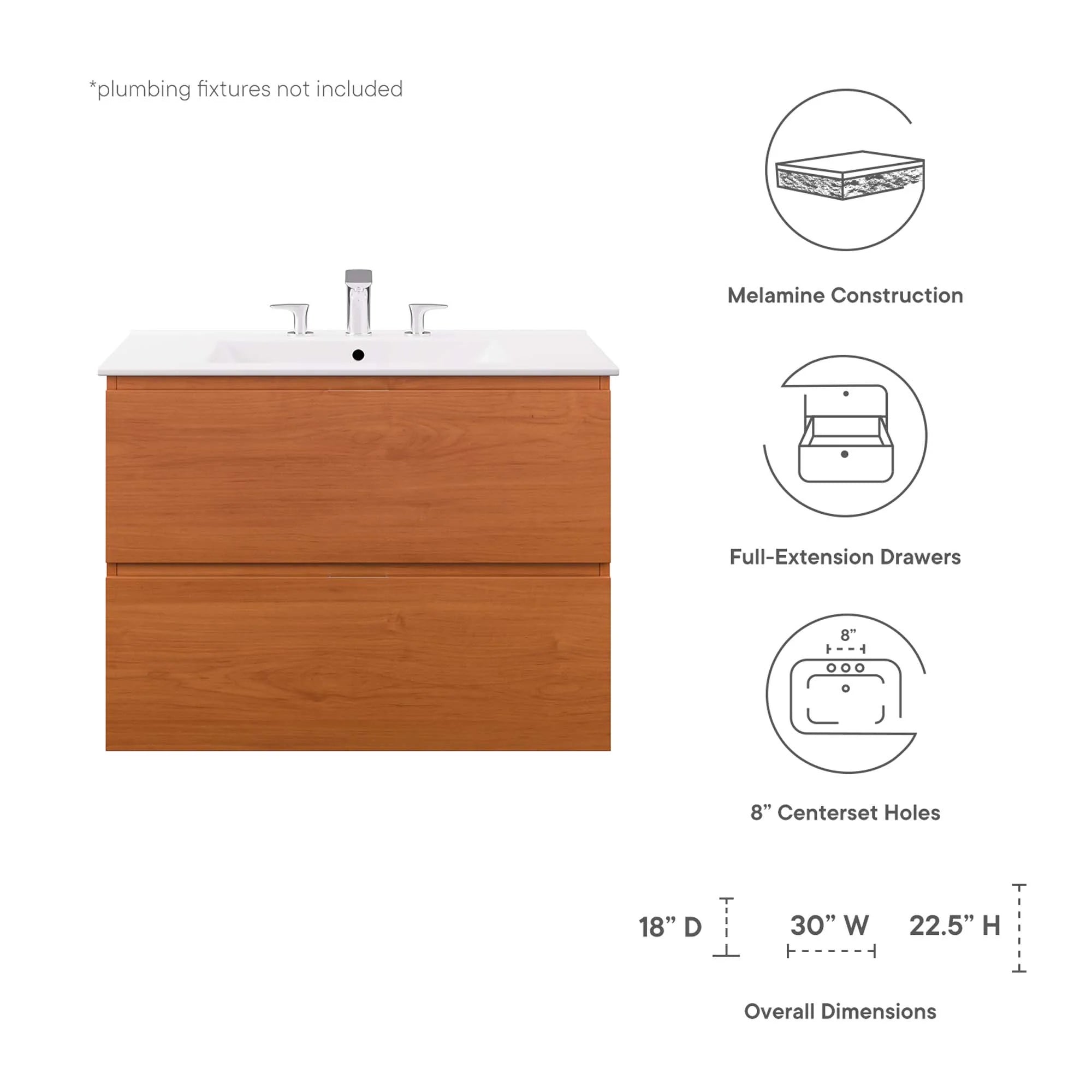 Scenic Wall-Mount Bathroom Vanity Basin Included