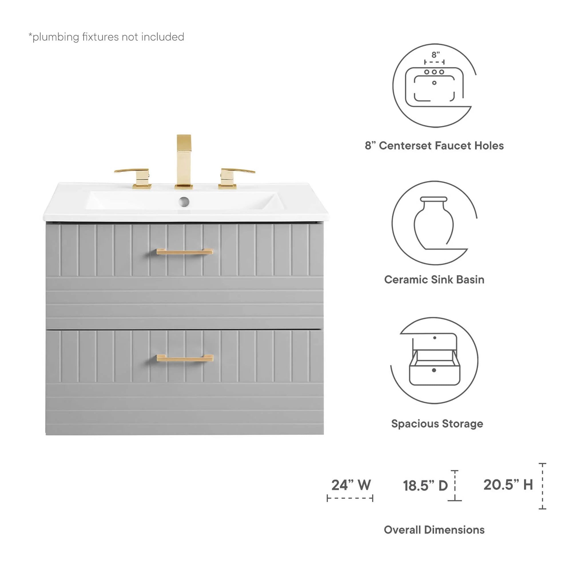 Meuble-lavabo mural Daybreak avec lavabo inclus