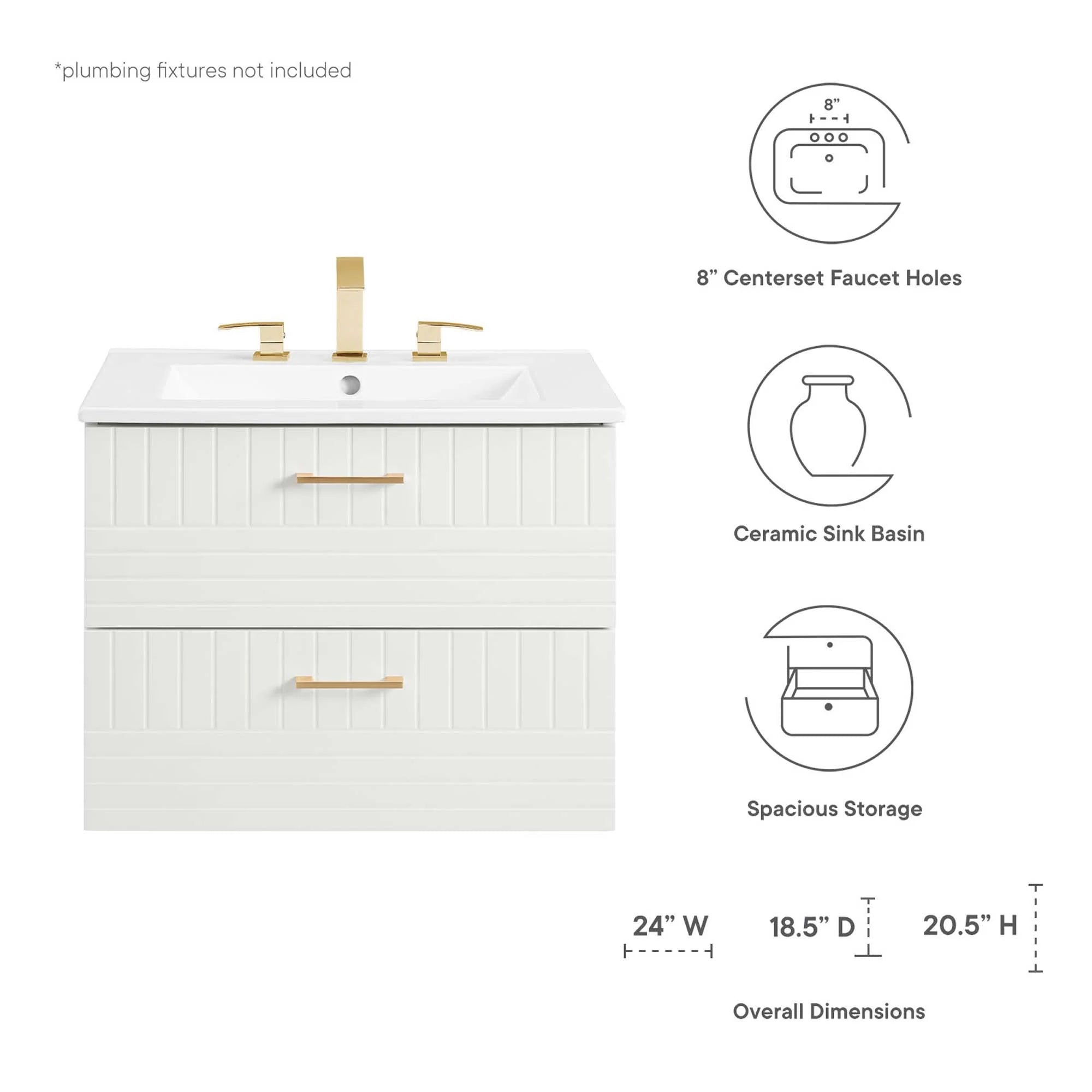 Meuble-lavabo mural Daybreak avec lavabo inclus