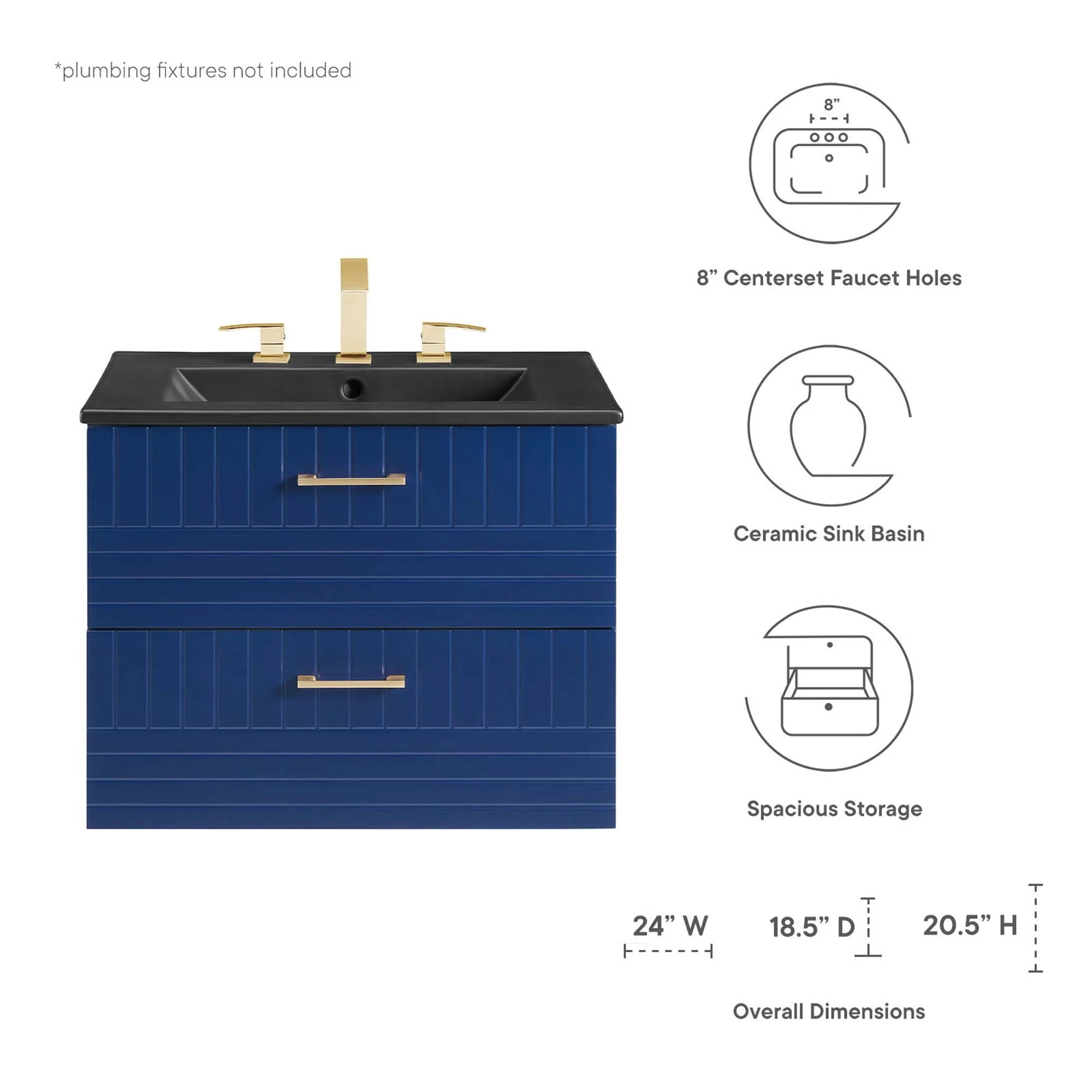 Meuble-lavabo mural Daybreak avec lavabo inclus