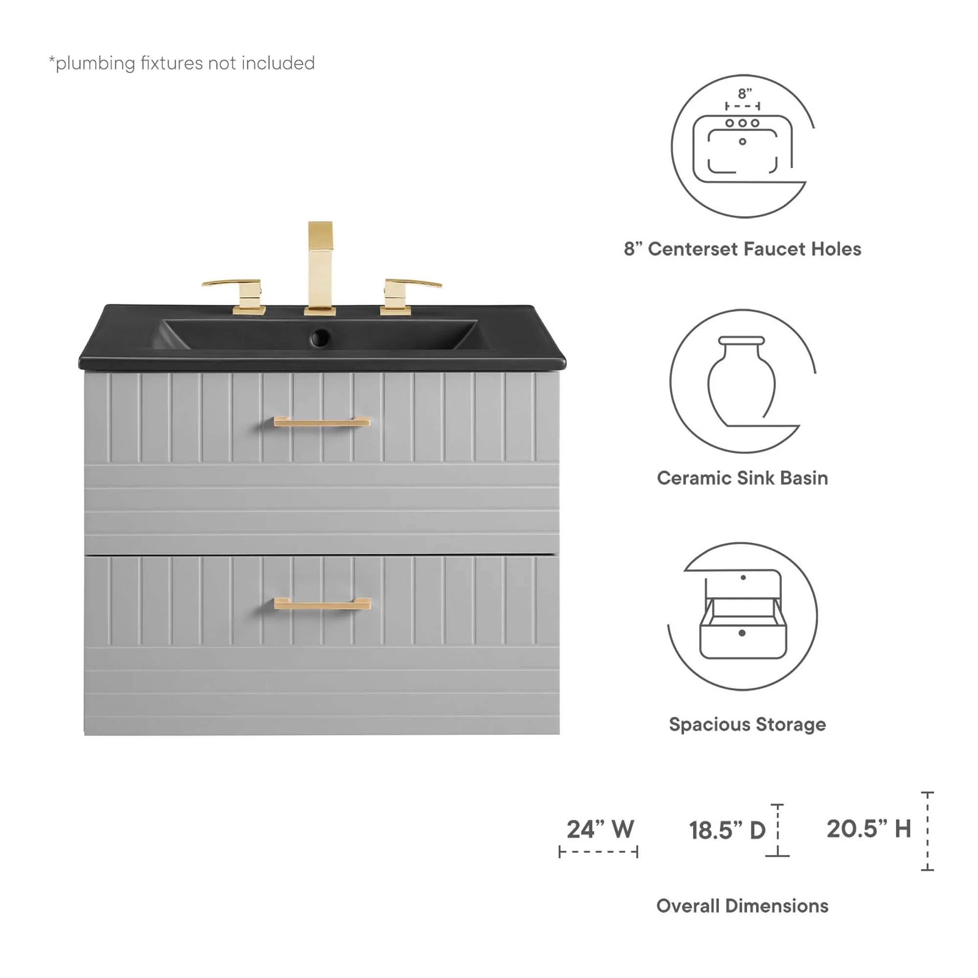 Meuble-lavabo mural Daybreak avec lavabo inclus