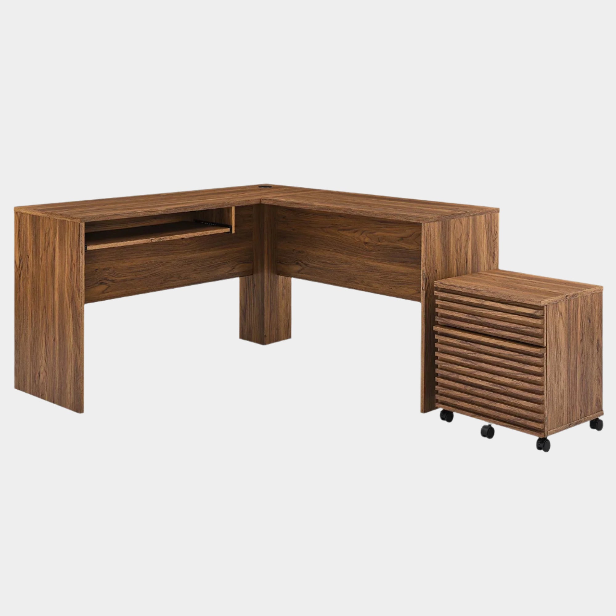 Render Wood Desk and File Cabinet Set