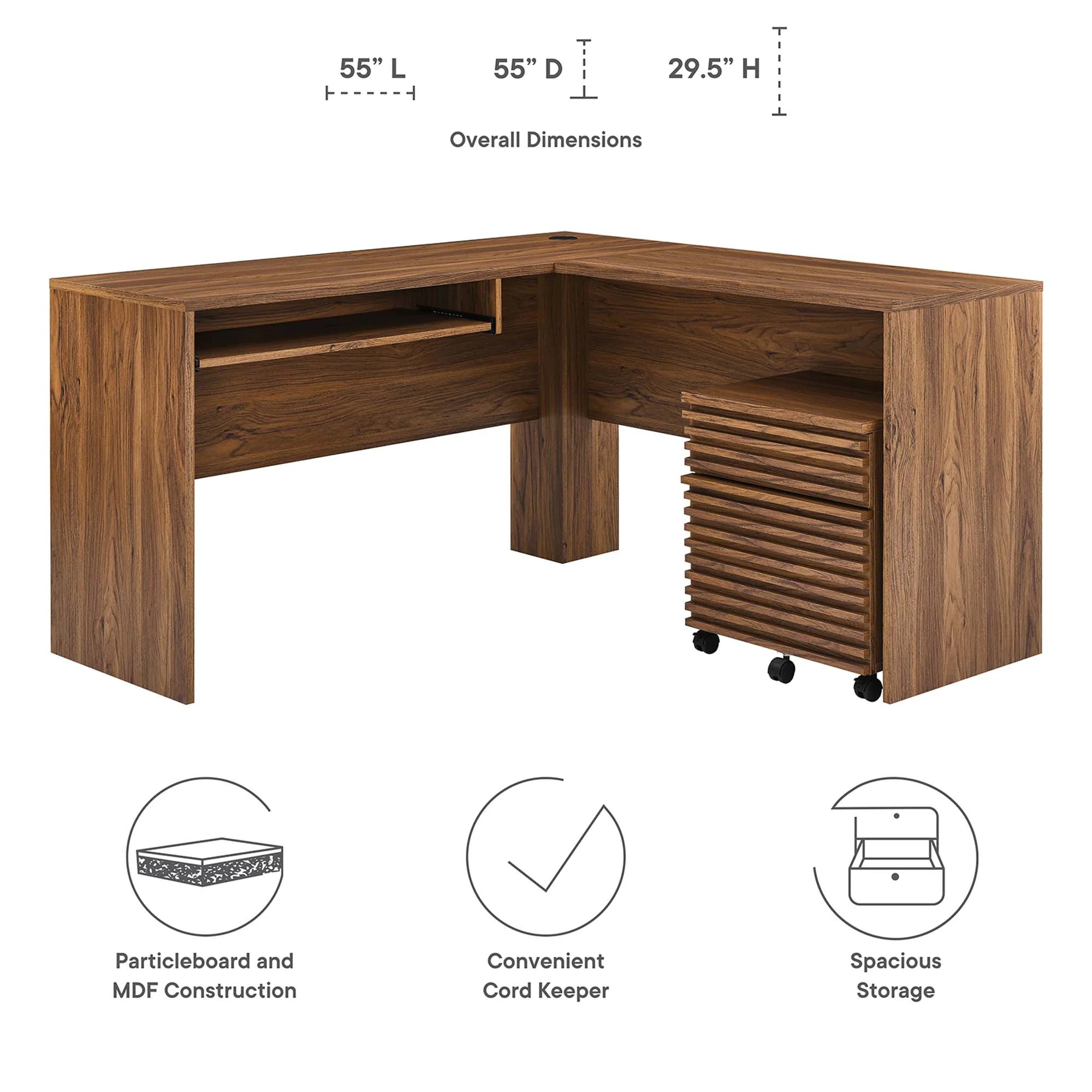 Render Wood Desk and File Cabinet Set