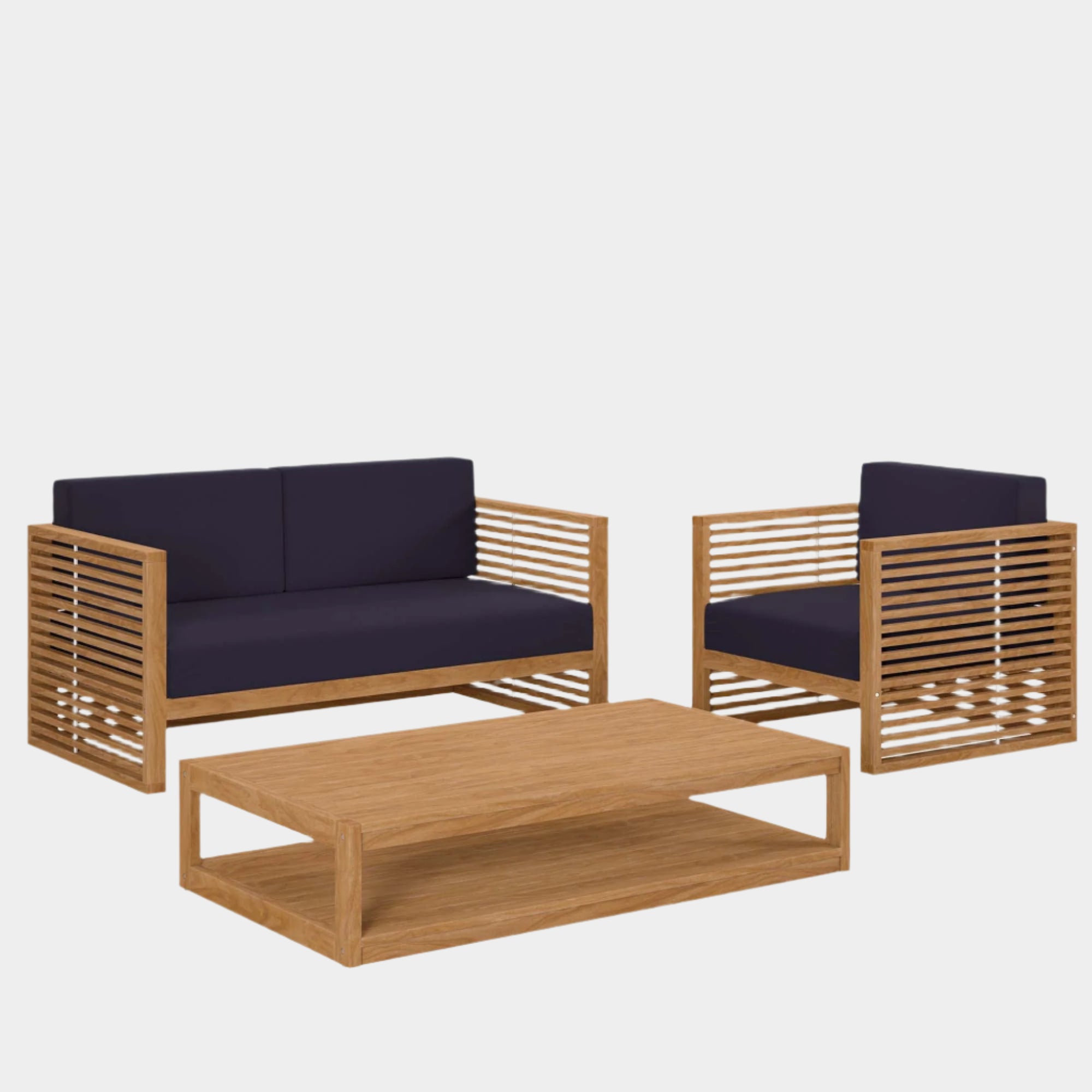 Carlsbad 3-Piece Teak Wood Outdoor Patio Set