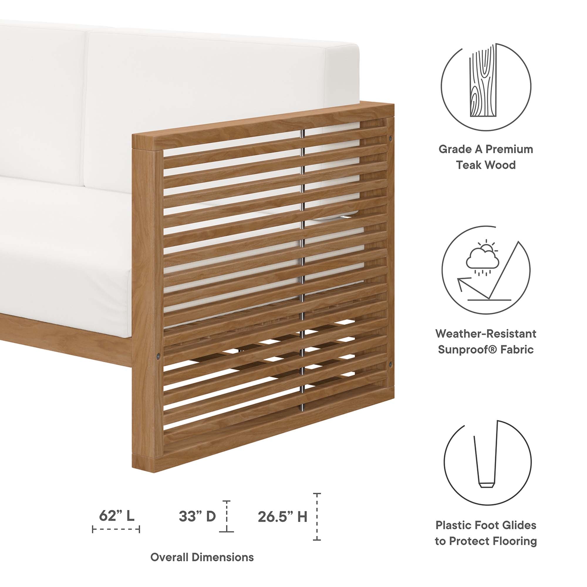 Carlsbad 3-Piece Teak Wood Outdoor Patio Set