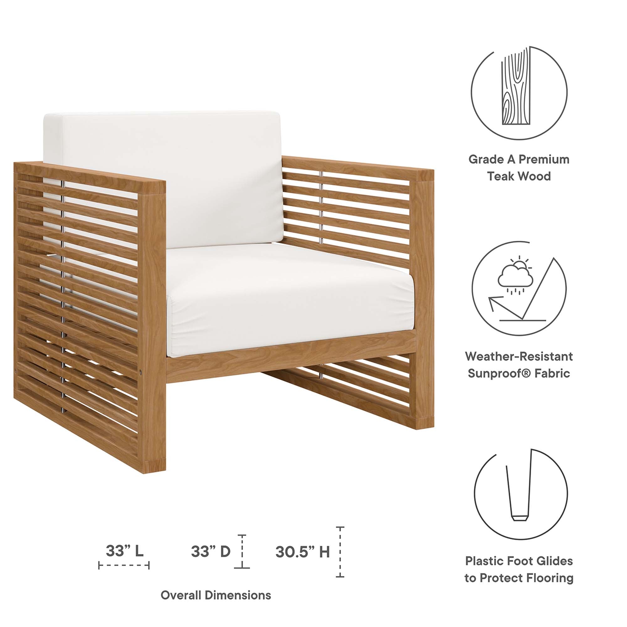 Carlsbad 3-Piece Teak Wood Outdoor Patio Set