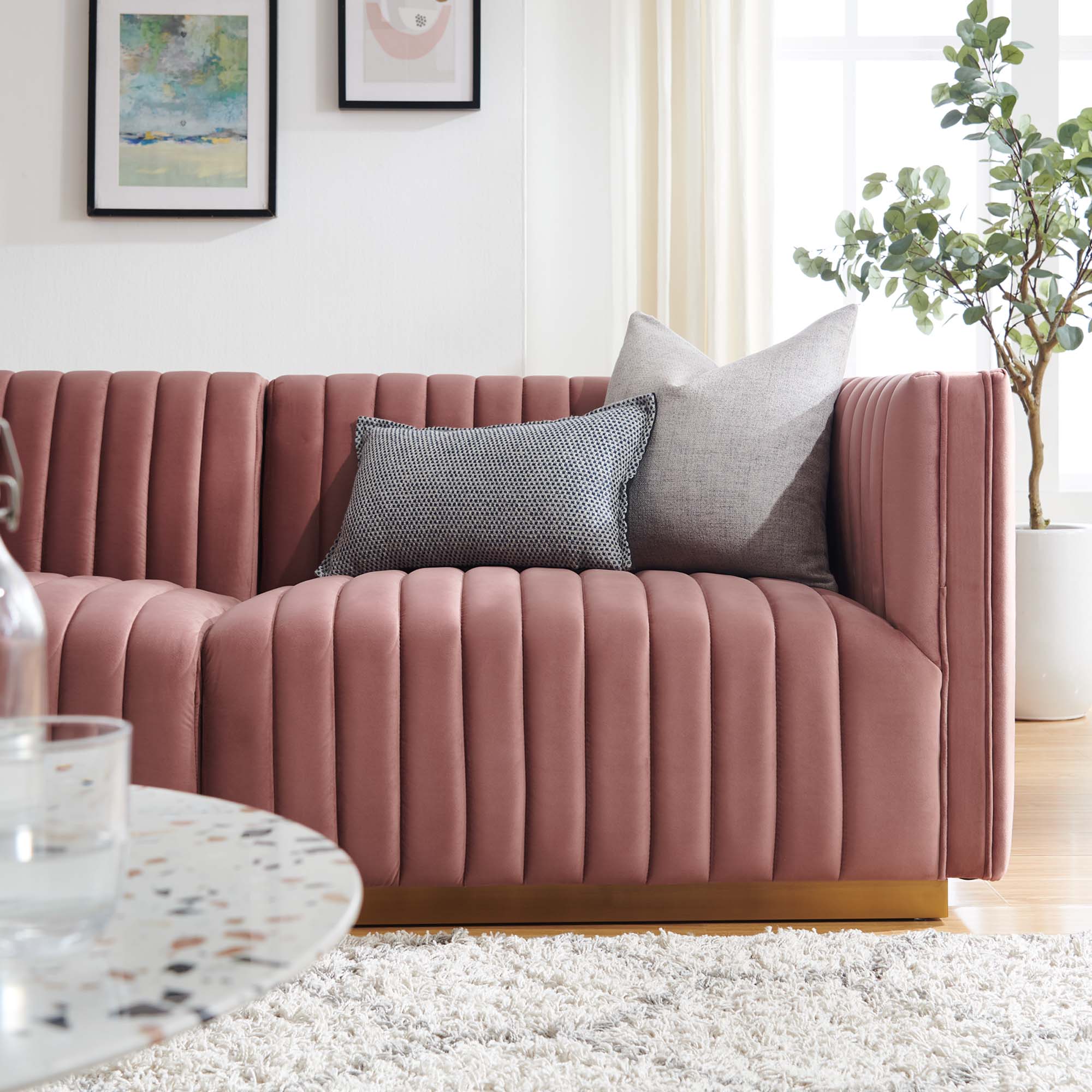 Conjure Channel Tufted Performance Velvet Loveseat