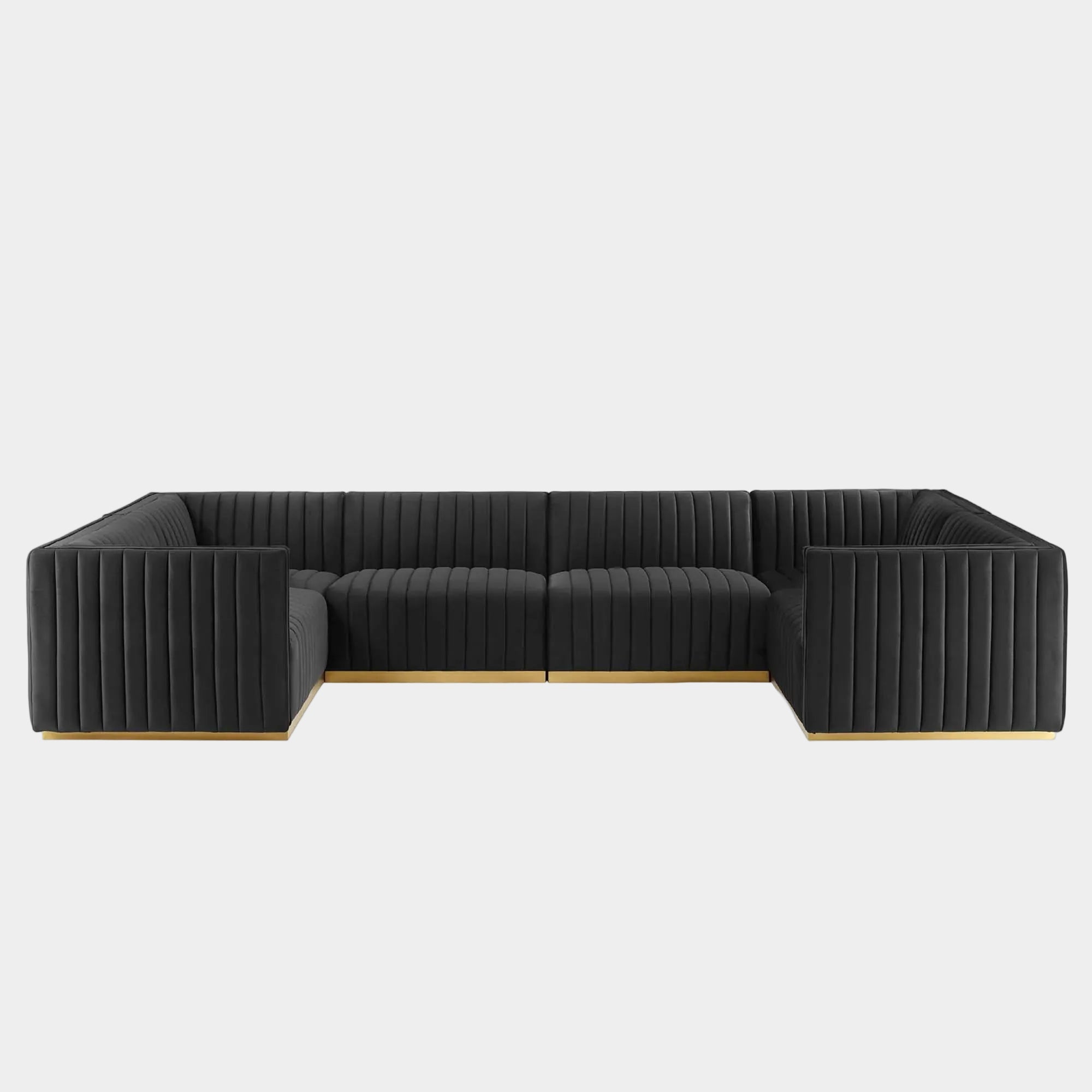Conjure 6-Piece Channel Tufted Performance Velvet U-Shaped Sectional
