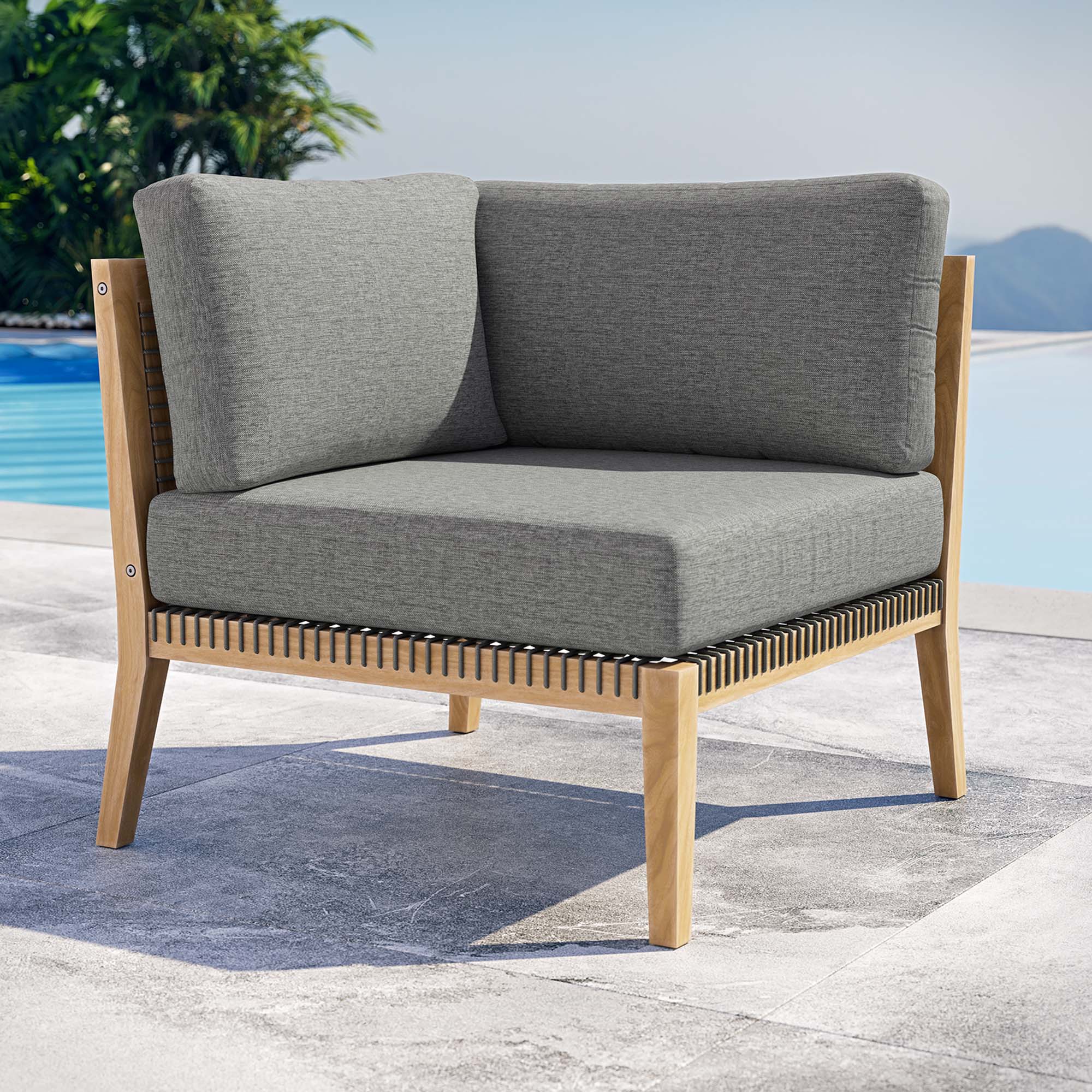 Clearwater Outdoor Patio Teak Wood Corner Chair