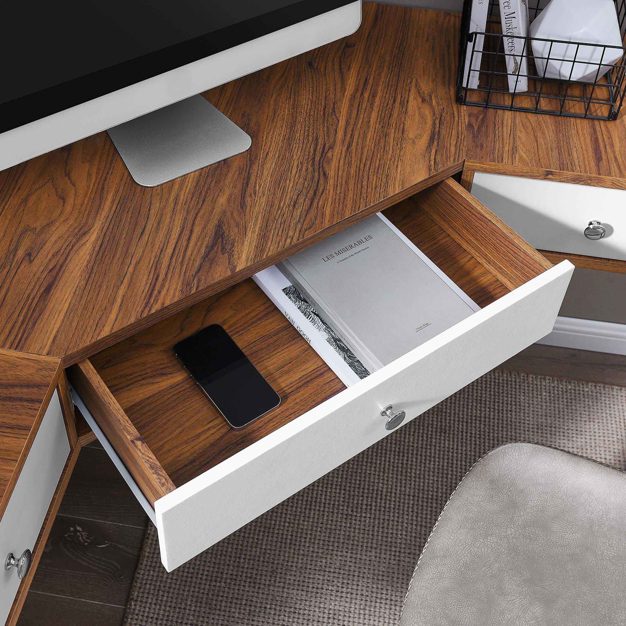 Transmit Wall Mount Corner Walnut Office Desk